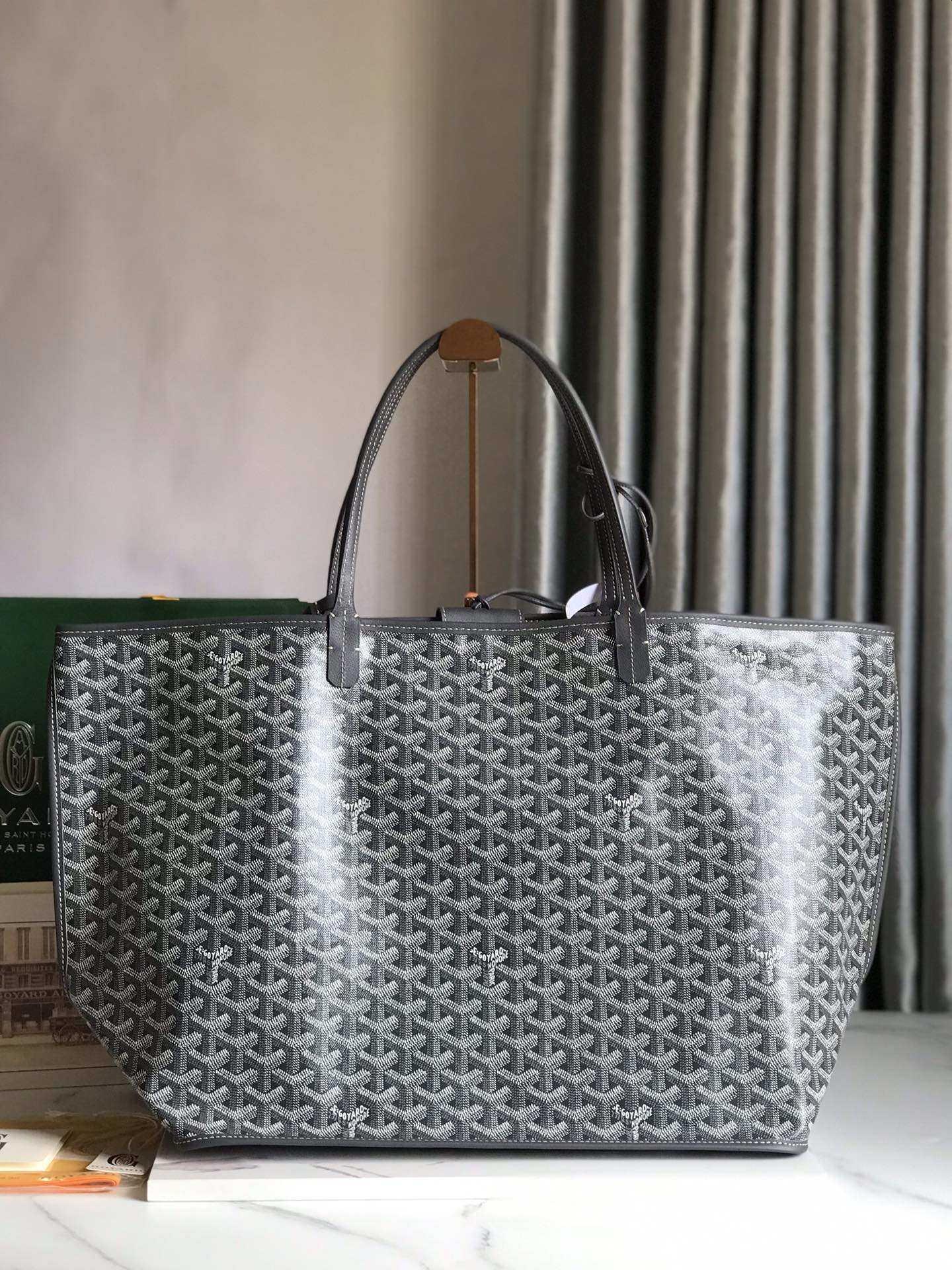 Goyard Anjou GM Bag 39cm Grey Calfskin Goyardine Canvas 290822