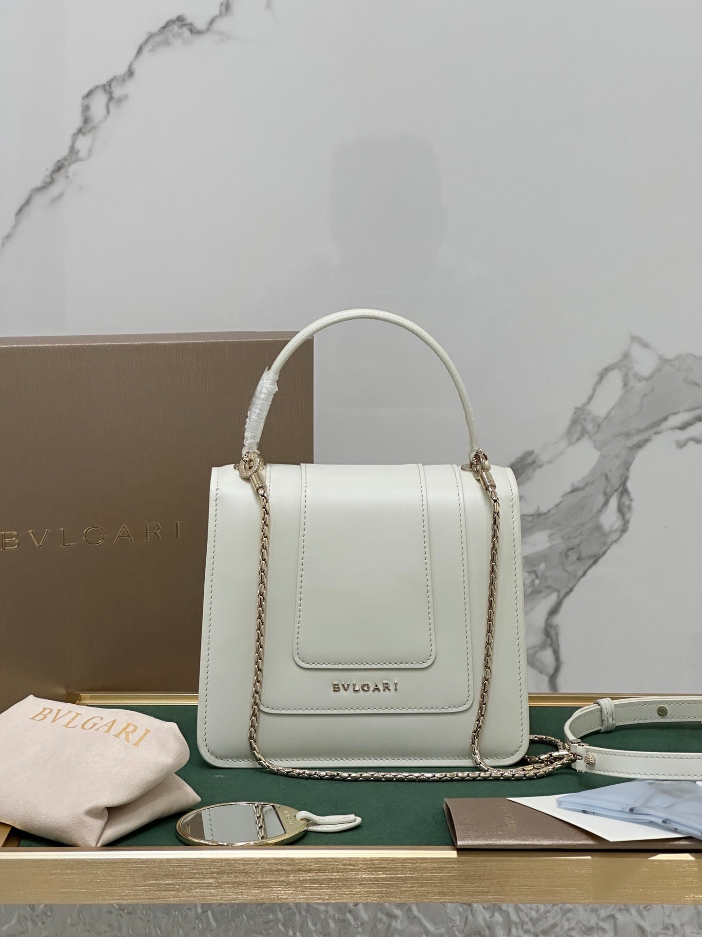 BVL Serpenti Forever Top Handle Bag 18cm White Calfskin GHW 188604