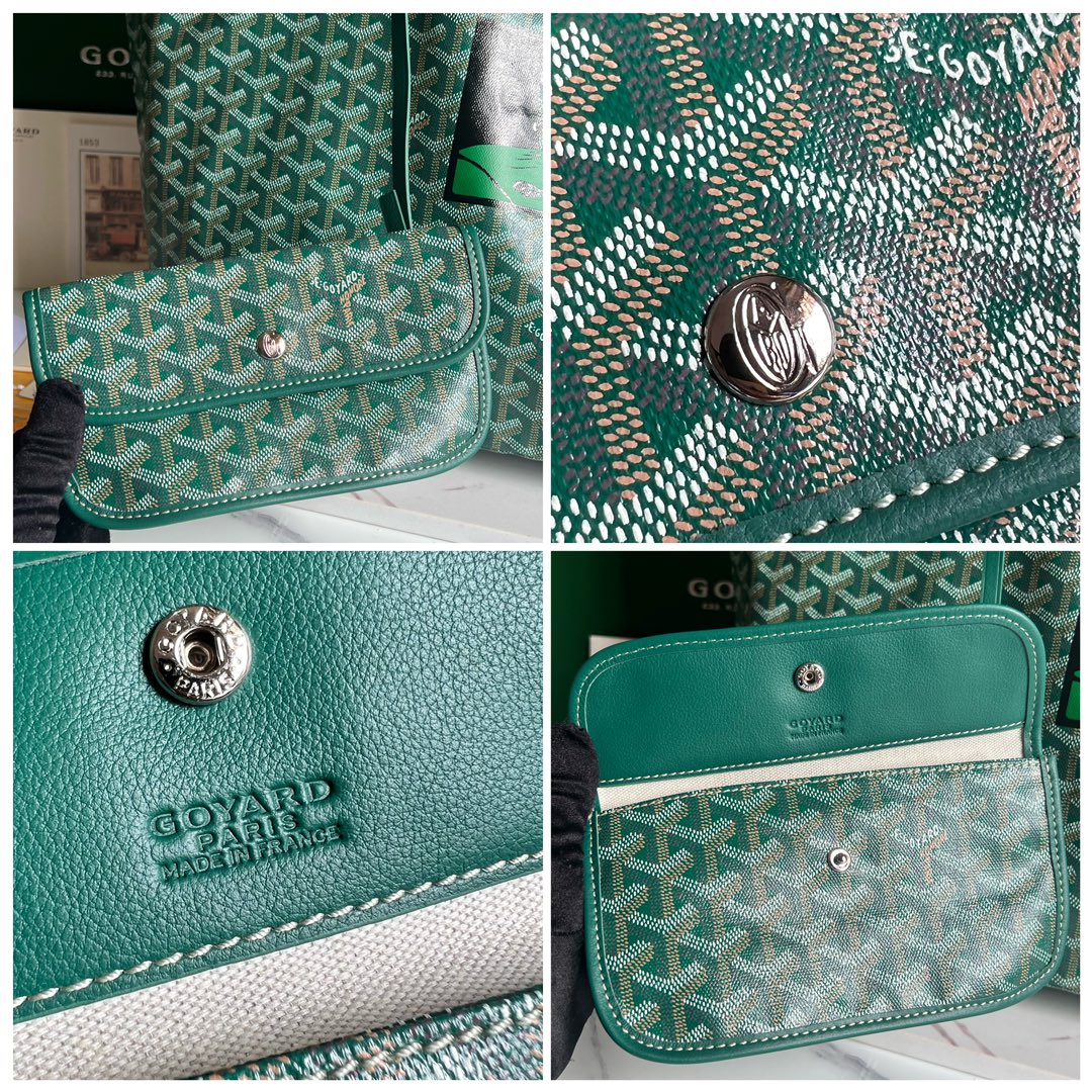 Goyard Hulot Saint Louis PM Bag 39cm Green Canvas & Calfskin