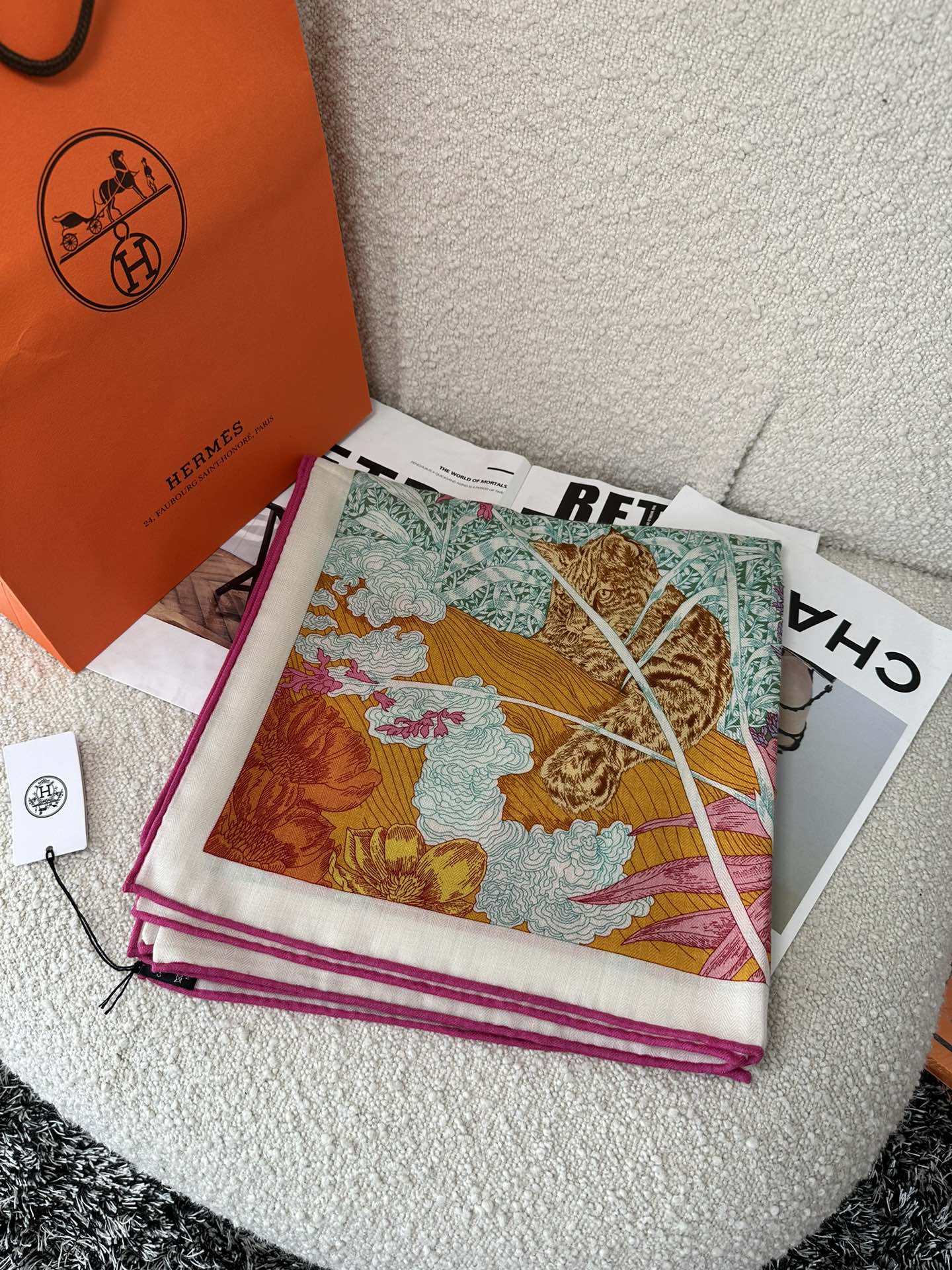 Retourala Nature Hermes Scarf 140 CM Turquoise Colorful Silk