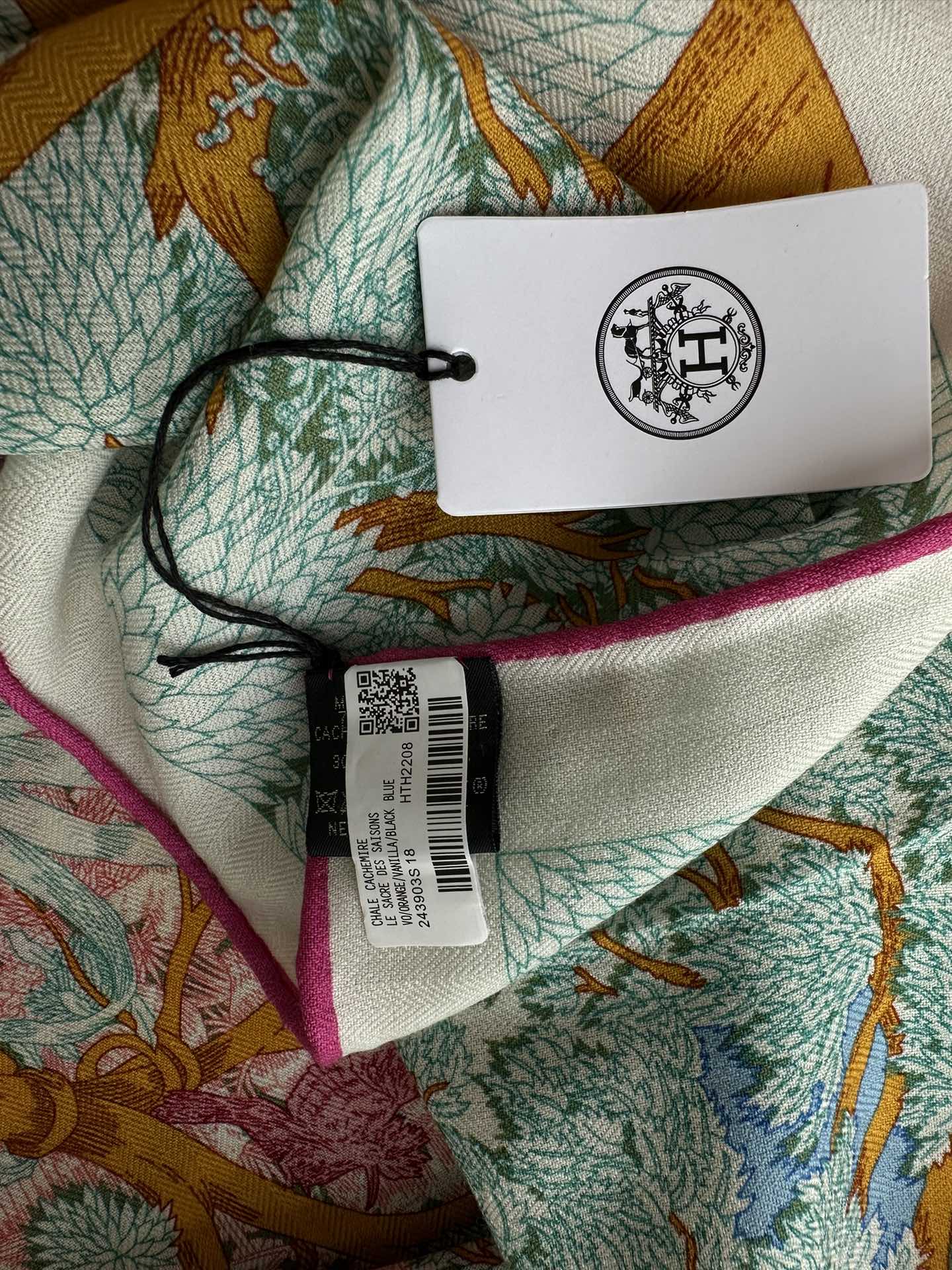 Retourala Nature Hermes Scarf 140 CM Turquoise Colorful Silk