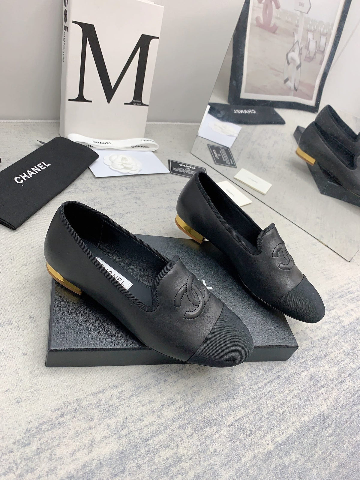 CC 26s Loafers Black Lambskin Ribbed Rubber 159942