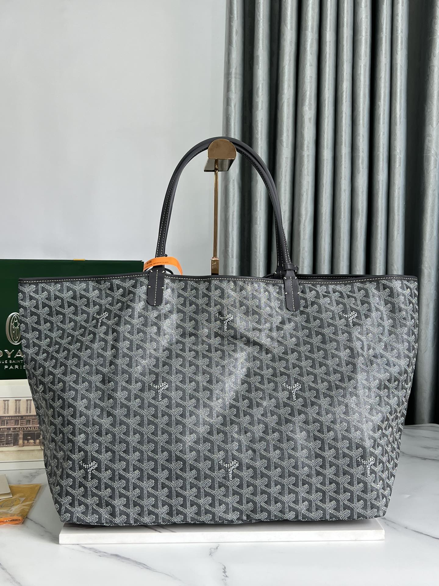 Goyard Hulot Saint Louis PM Bag 39cm Grey Canvas & Calfskin