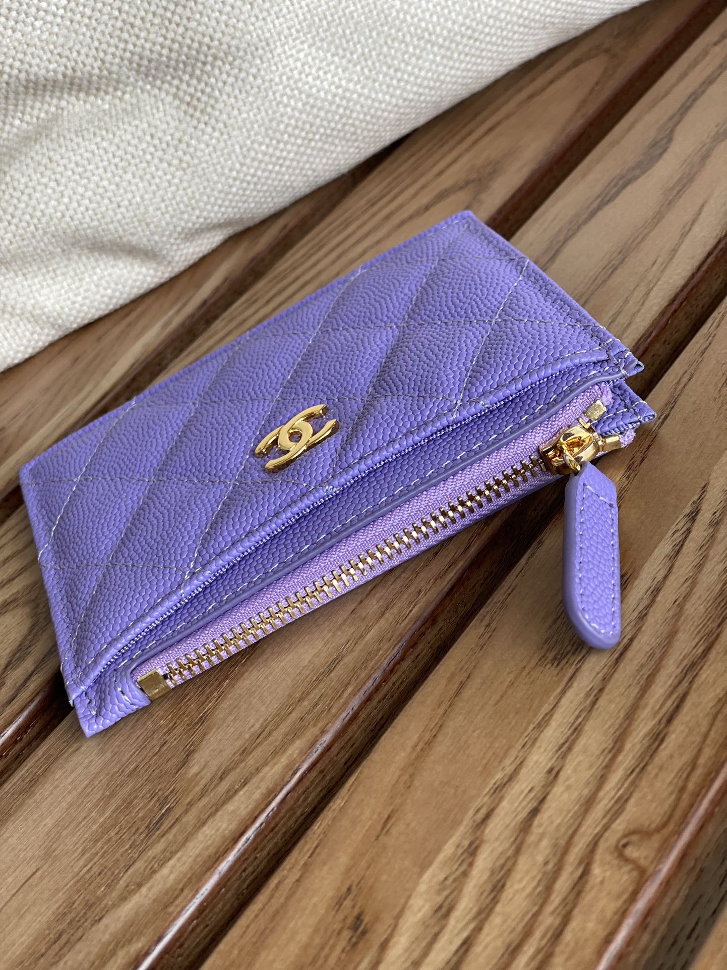 CC A84105 Coin Case Purple Gold Metal Caviar 240731