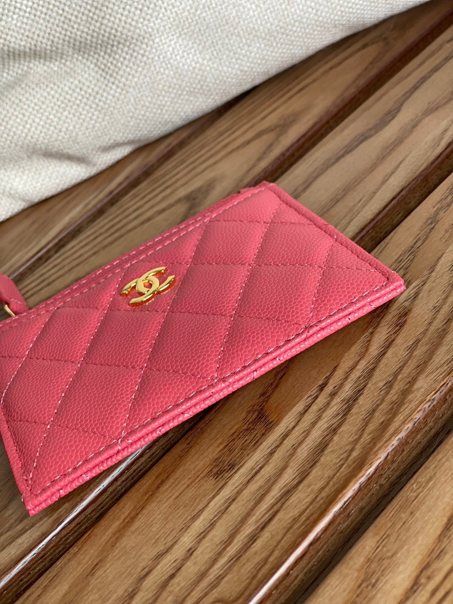 CC A84105 Coin Case Pink Gold Metal Caviar 240733