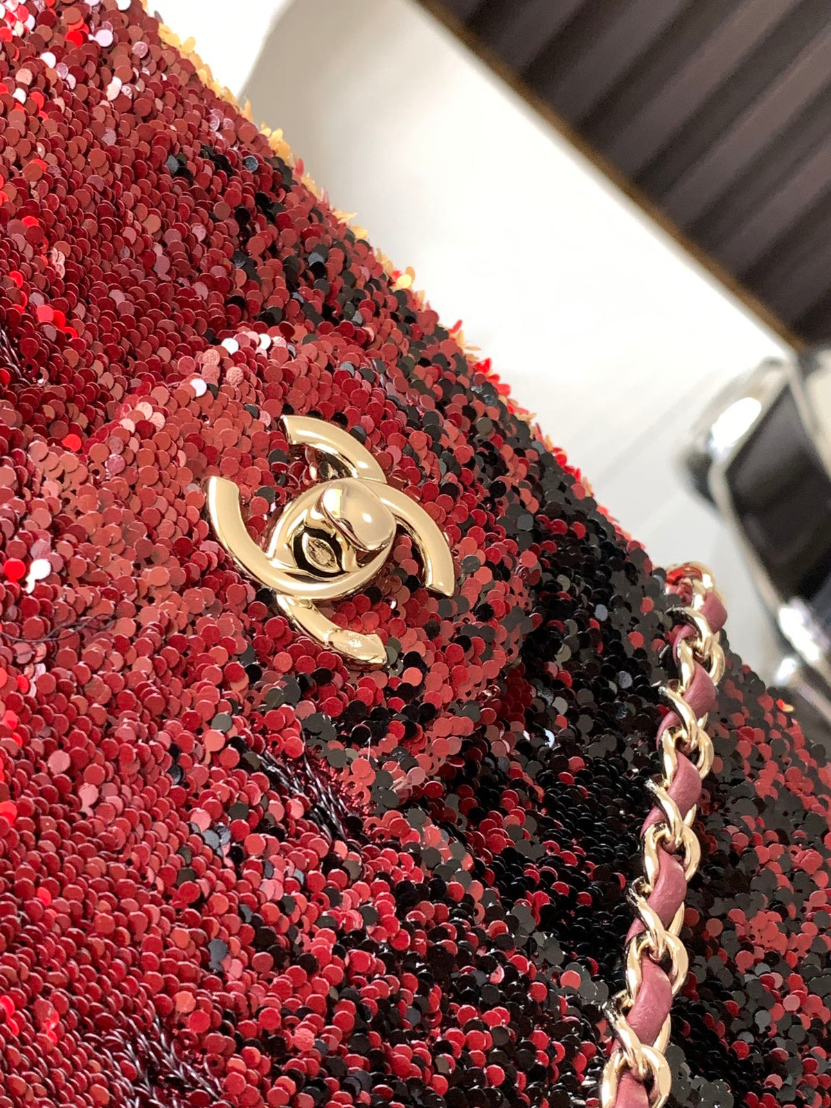 CC 26s Flap Bag Red Sequins 996774 GHW