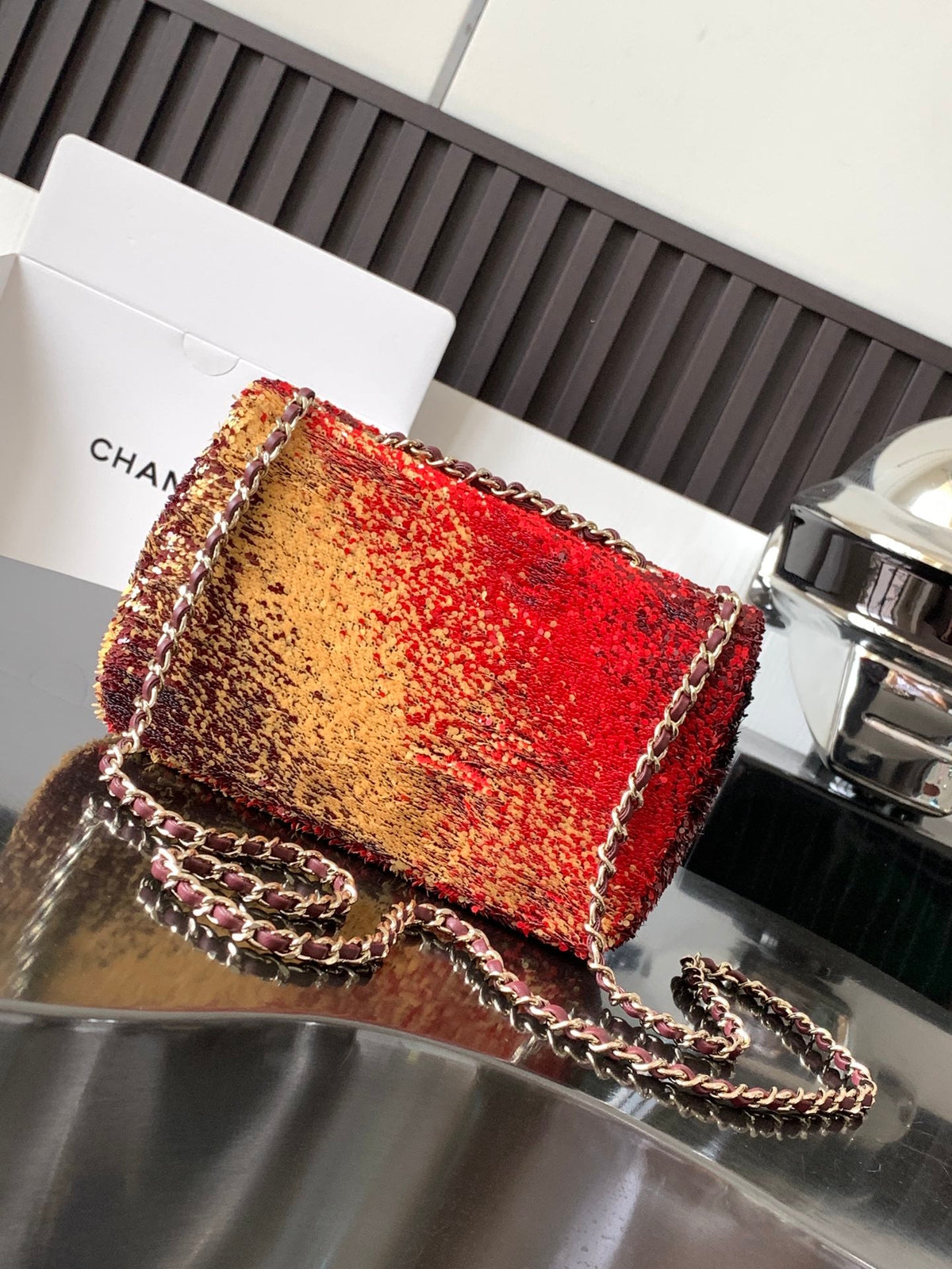 CC 26s Flap Bag Red Sequins 996774 GHW