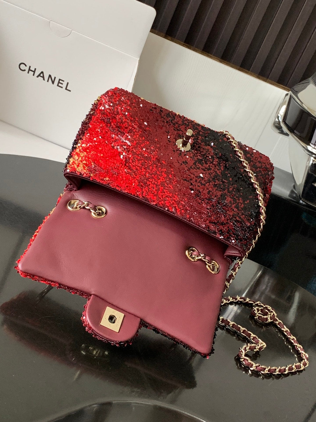 CC 26s Flap Bag Red Sequins 996774 GHW