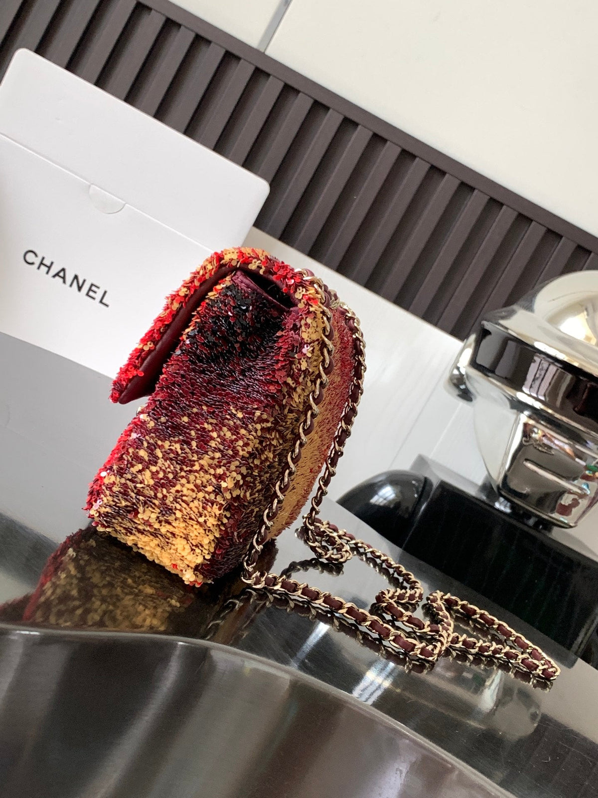 CC 26s Flap Bag Red Sequins 996774 GHW