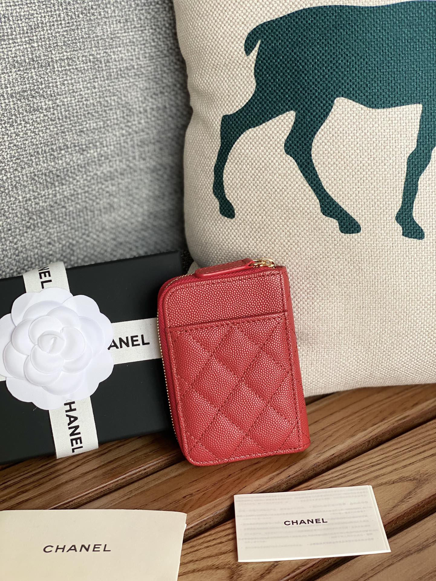CC 22A Zippy Coin Purse Red Caviar GHW 223914