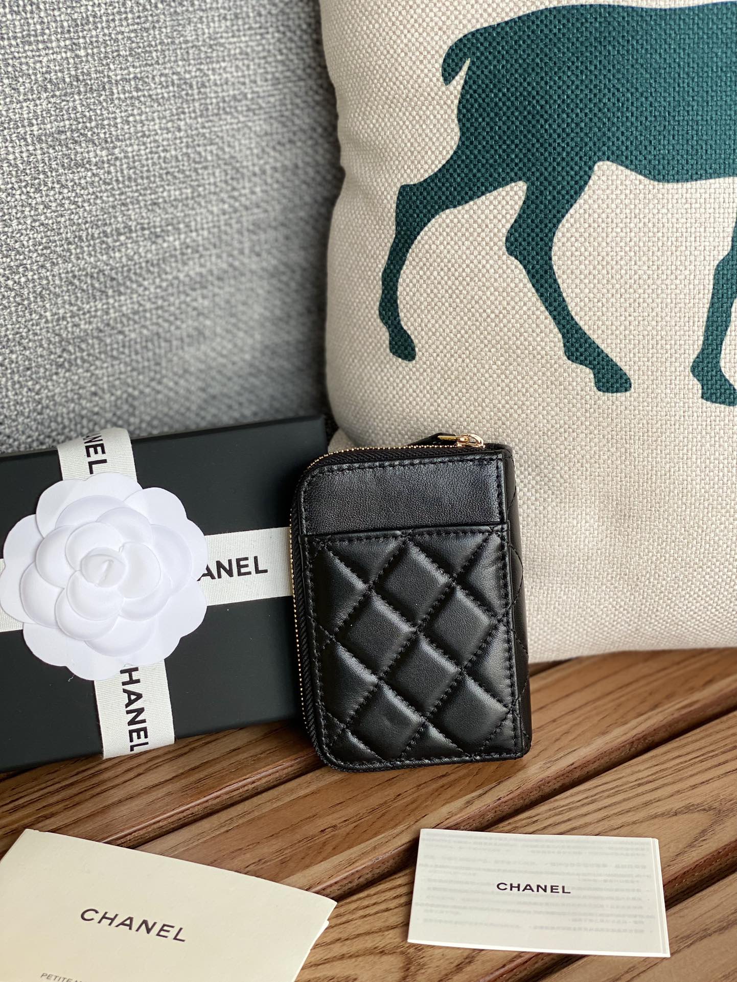 CC 22A Zippy Coin Purse Black Sheepskin GHW 223920
