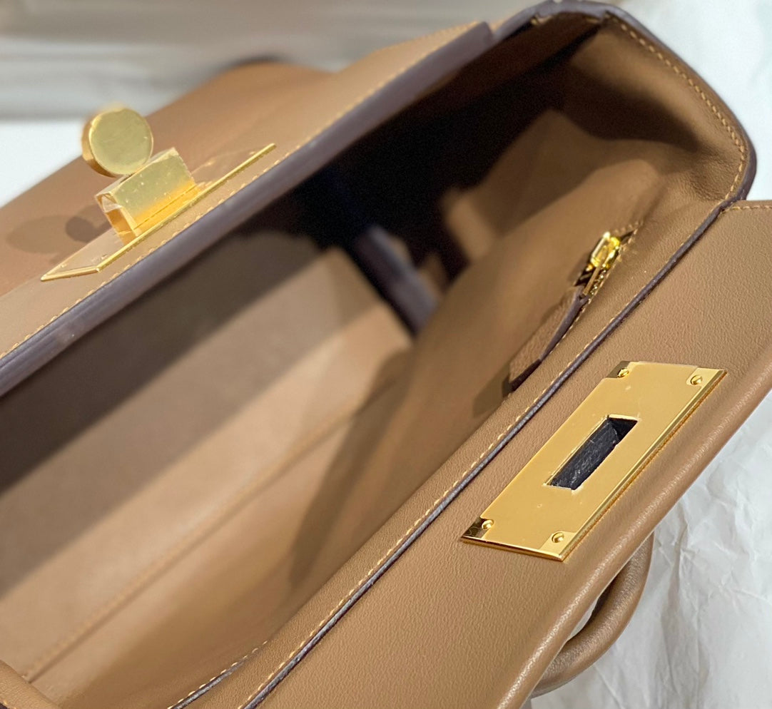 HM Mini 24 Sur 24 Bag 21cm Brown Swift Cowhide Gold Hardware 250274