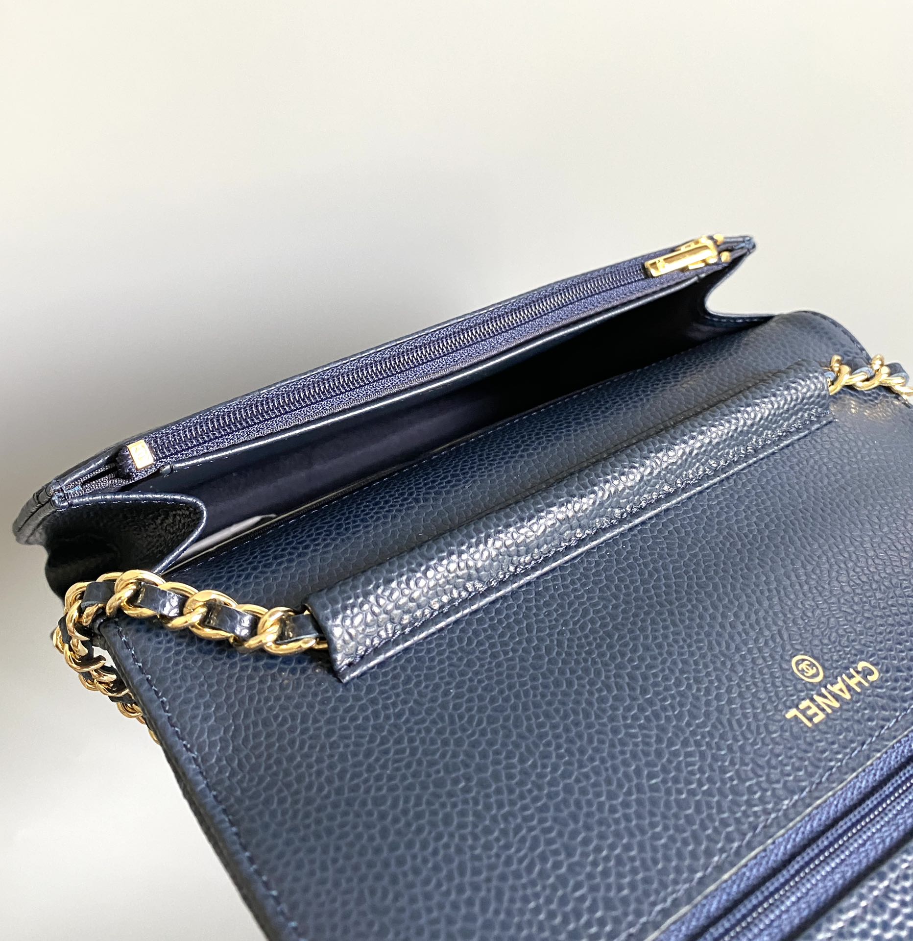 CC WOC Fortune Bag Navy Blue Quilted Caviar Leather 223295