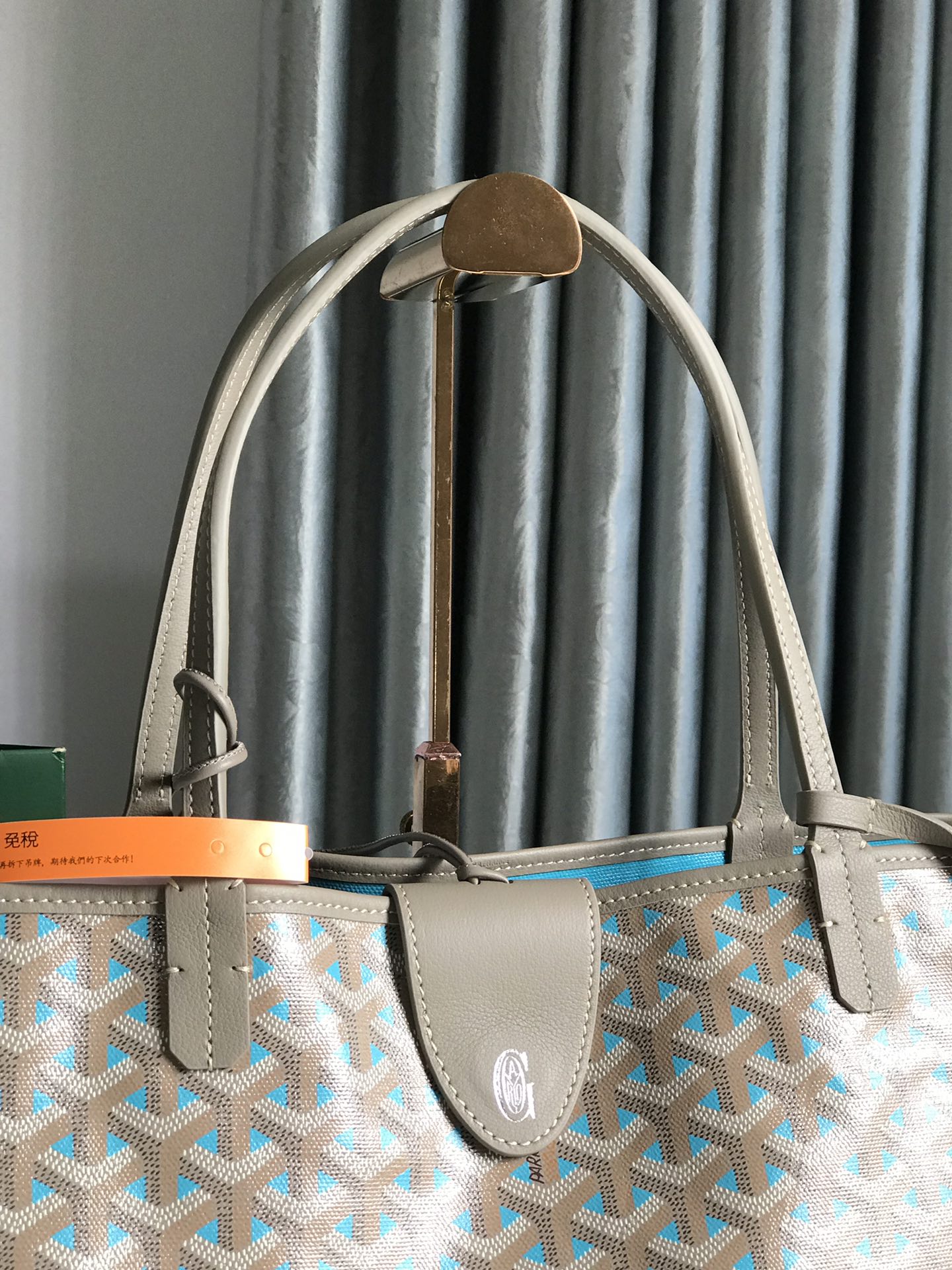 SAINT LOUIS GM 40 IN GREY MIX BLUE GOYARDINE CANVAS AND CALFSKIN