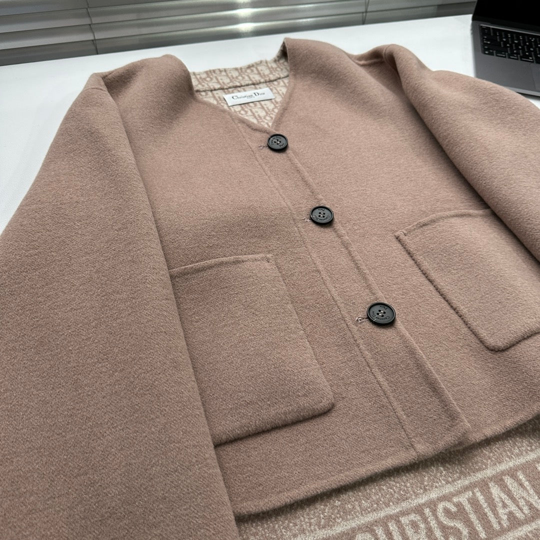 CD 26s V Neck Wool Jacket Beige Oblique Wool 429310