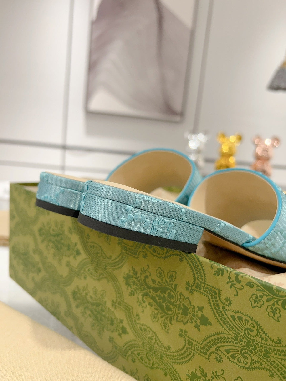 GG 26s Chunky Slide Sandal Blue Sky Calfskin