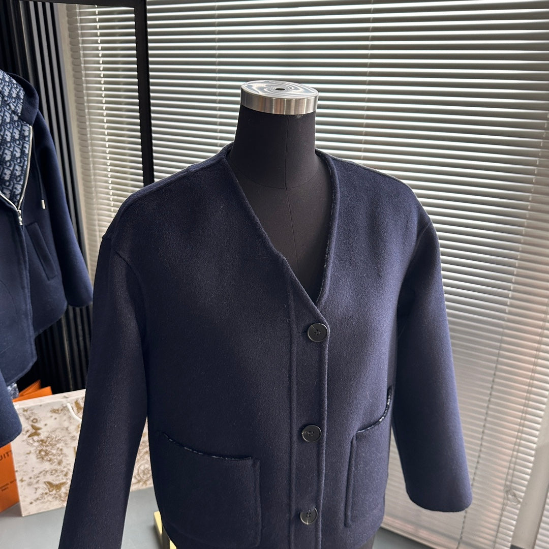 CD 26s V Neck Wool Jacket Navy Blue Cashmere Wool 429355