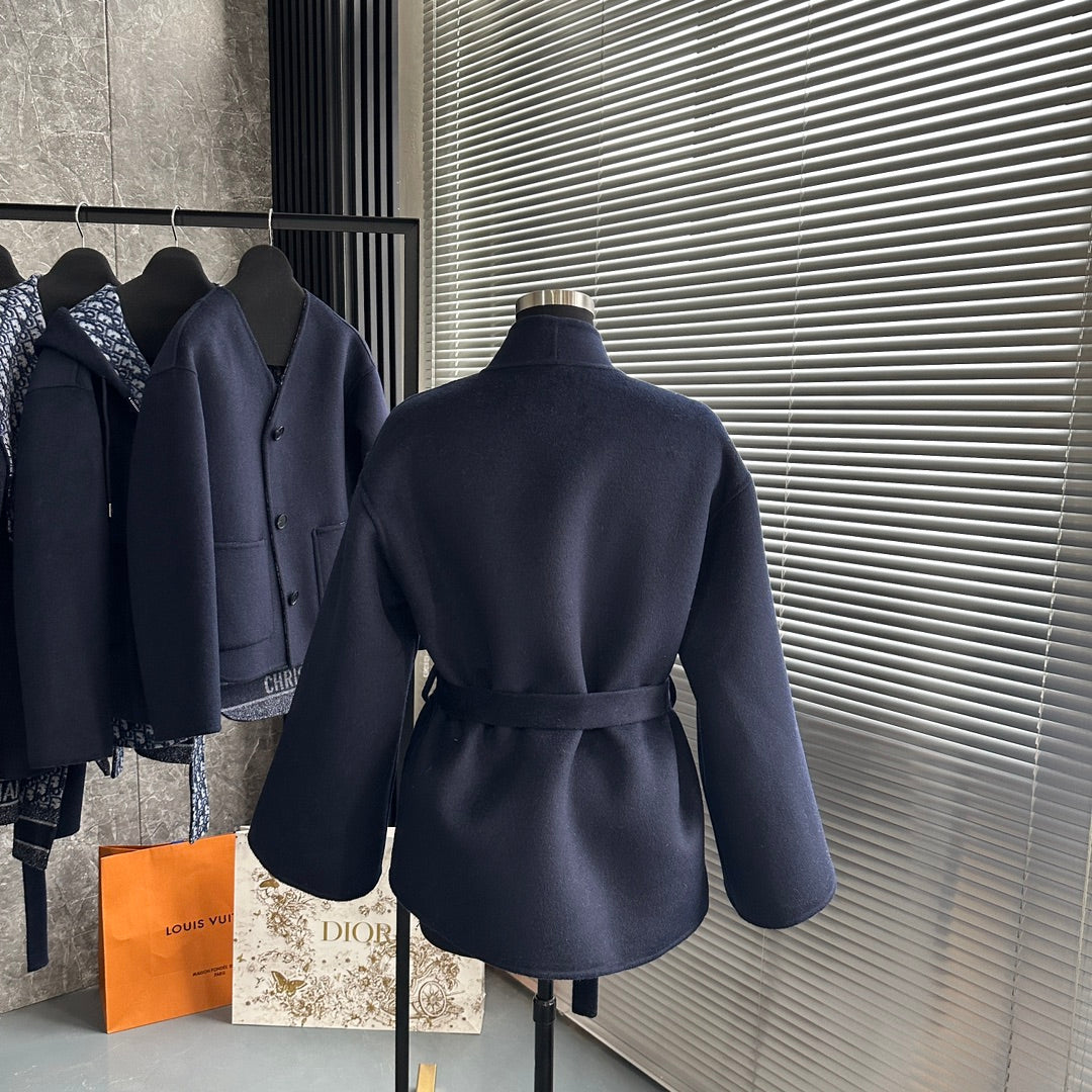 CD 26s Belted Kimono Wool Jacket Navy Blue Cashmere Wool 429347