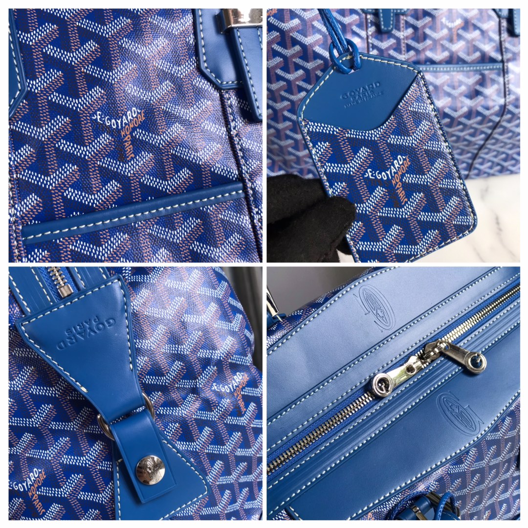 Goyard Boeing Travel Bag 45cm Blue Canvas & Calfskin