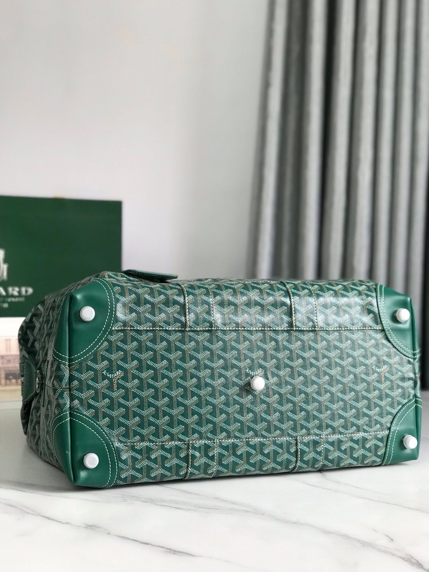 Goyard Boeing Travel Bag 45cm Green Canvas & Calfskin