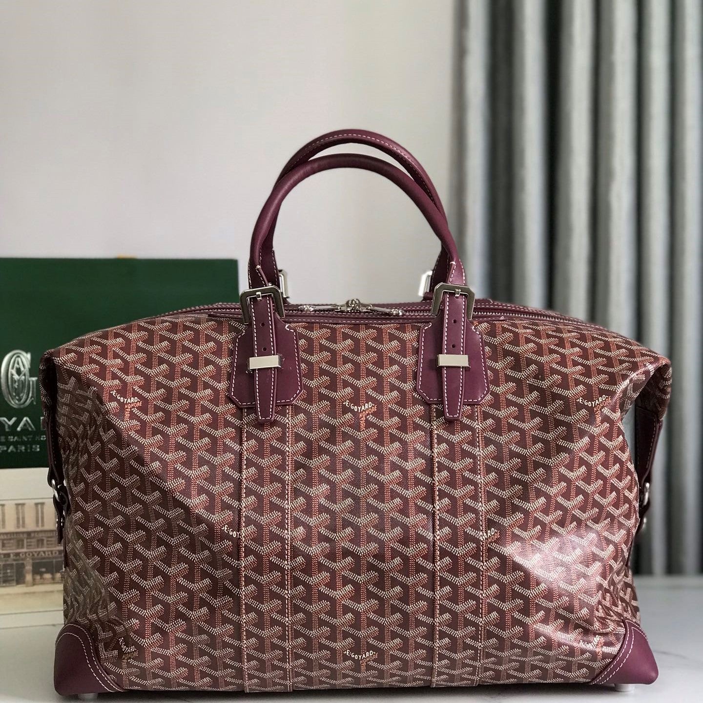 Goyard Boeing Travel Bag 45cm Burgundy Canvas & Calfskin