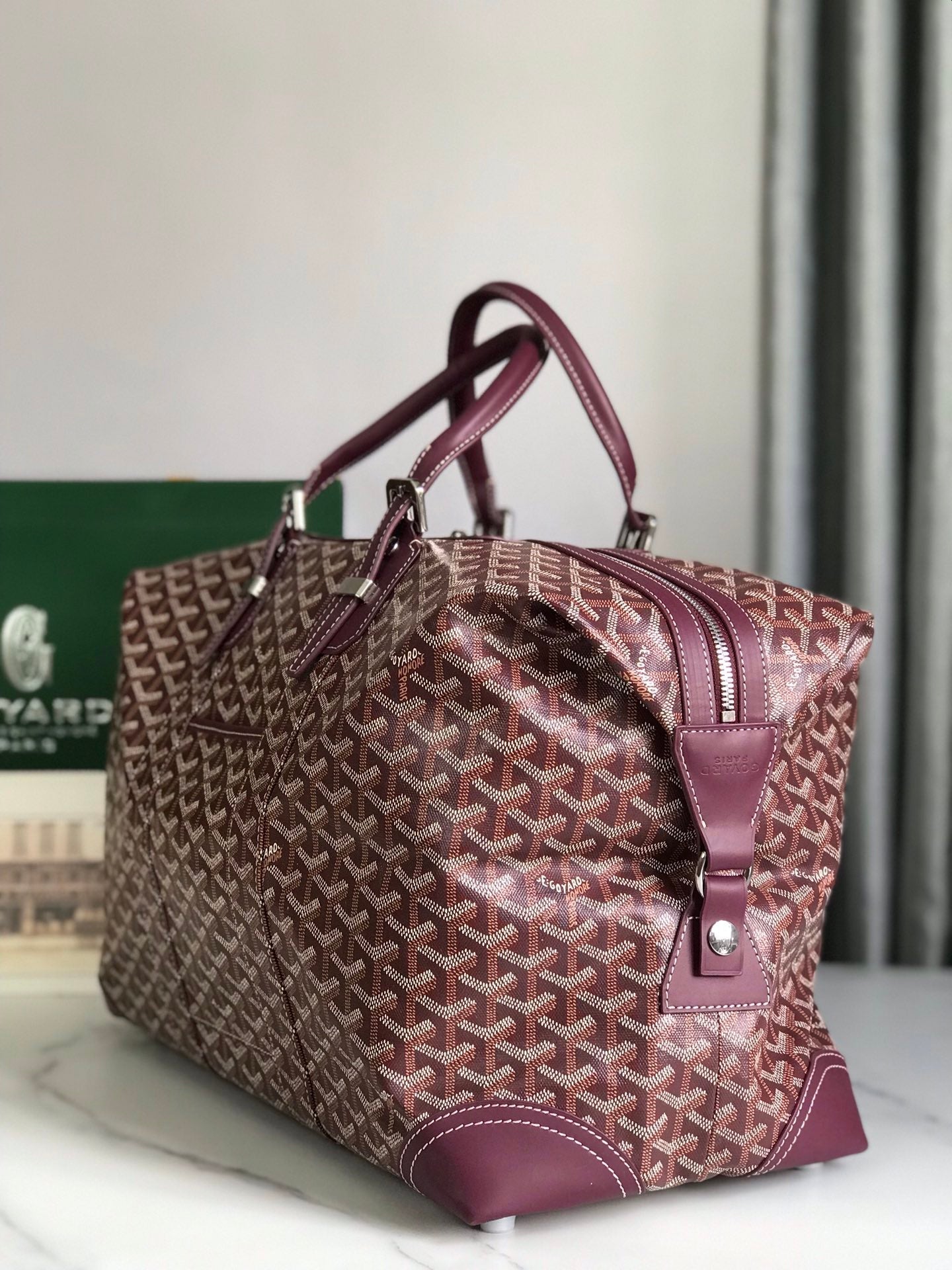 Goyard Boeing Travel Bag 45cm Burgundy Canvas & Calfskin