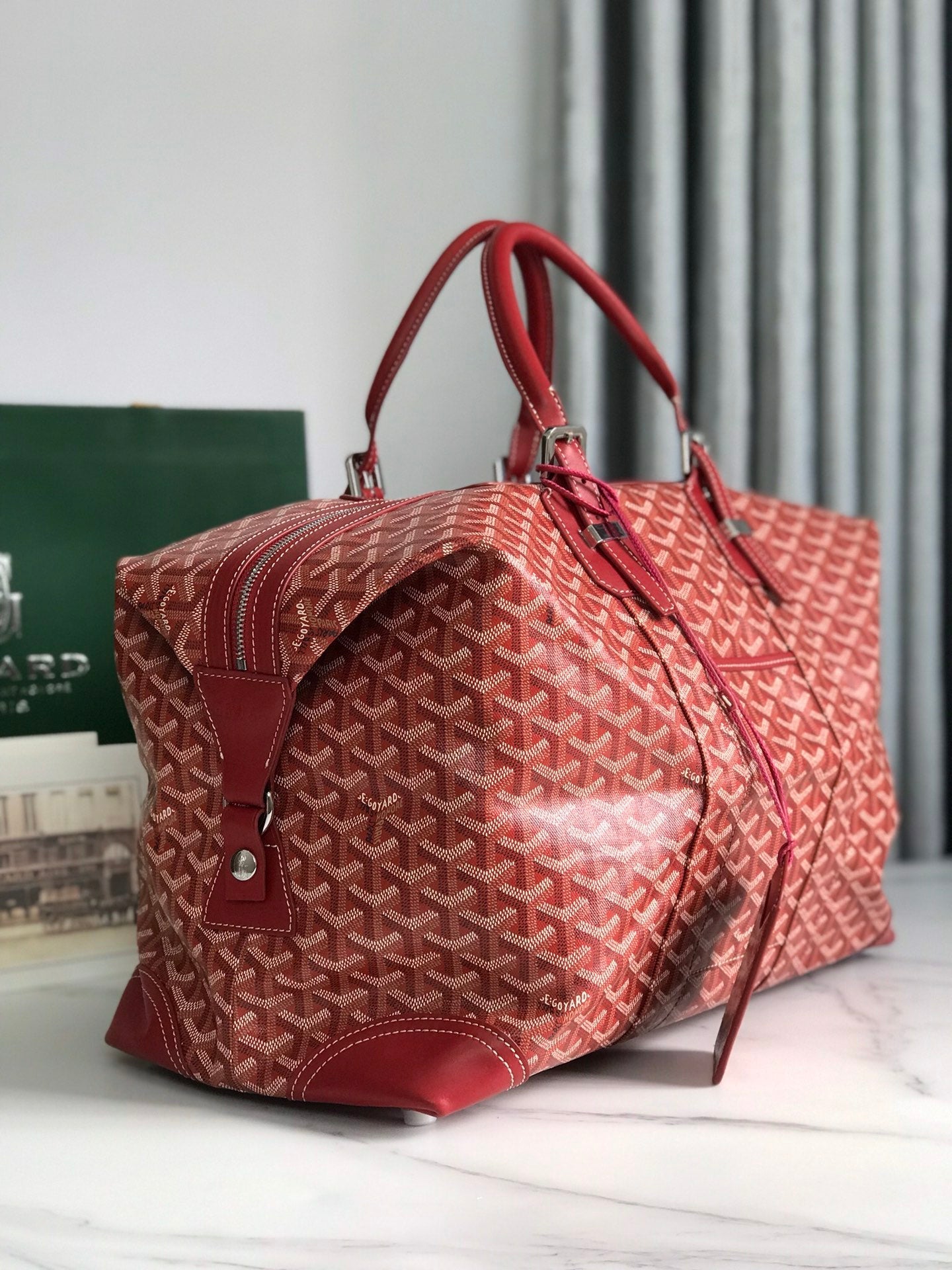Goyard Boeing Travel Bag 45cm Red Canvas & Calfskin