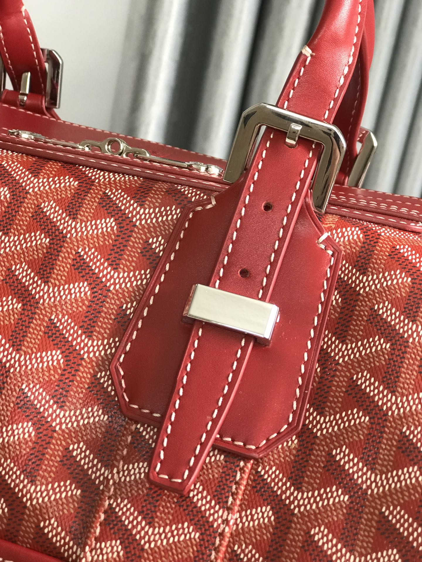 Goyard Boeing Travel Bag 45cm Red Canvas & Calfskin