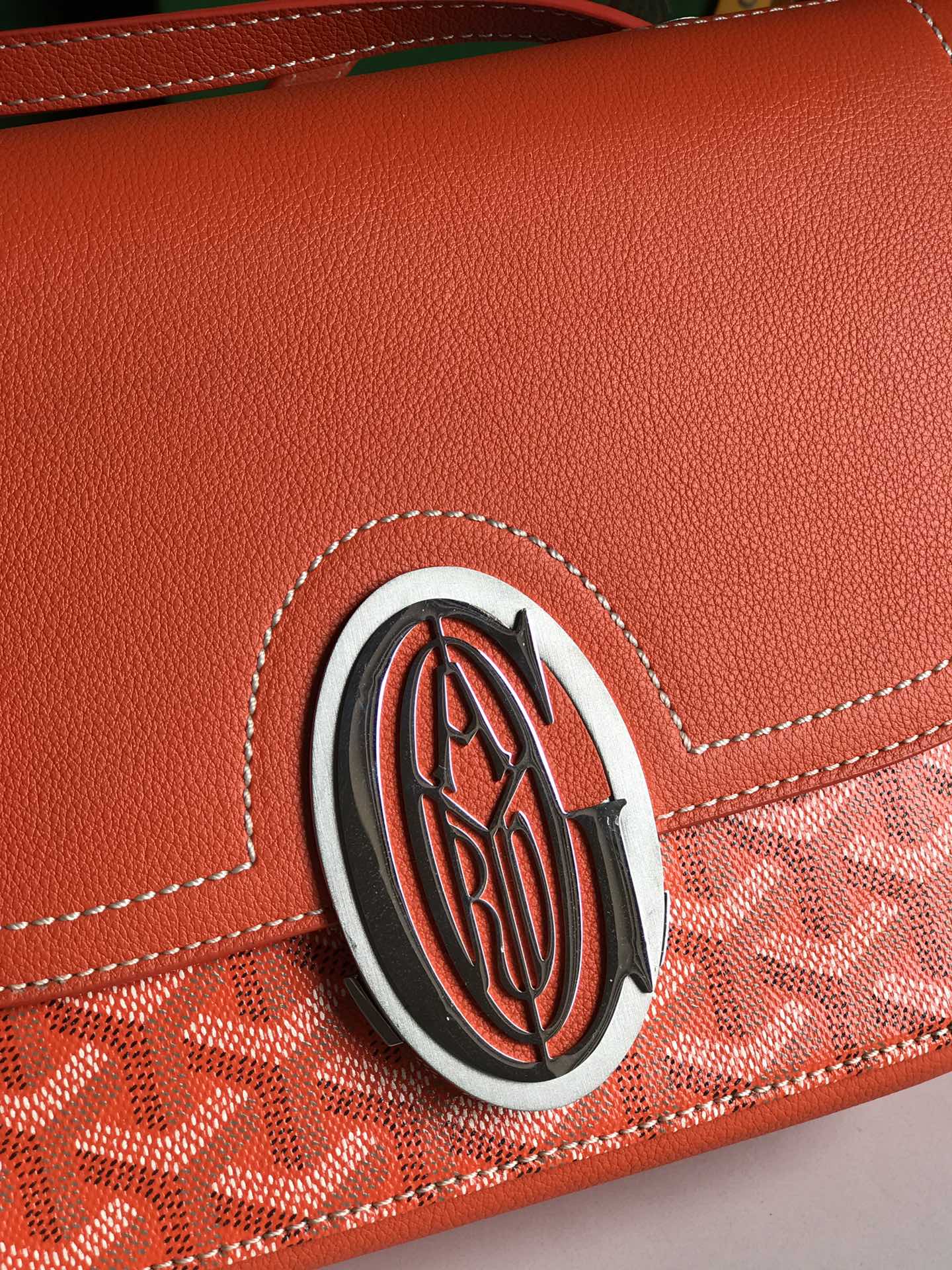 233 BAG 25 IN ORANGE CALFKIN AND GOYARDINE CANVAS