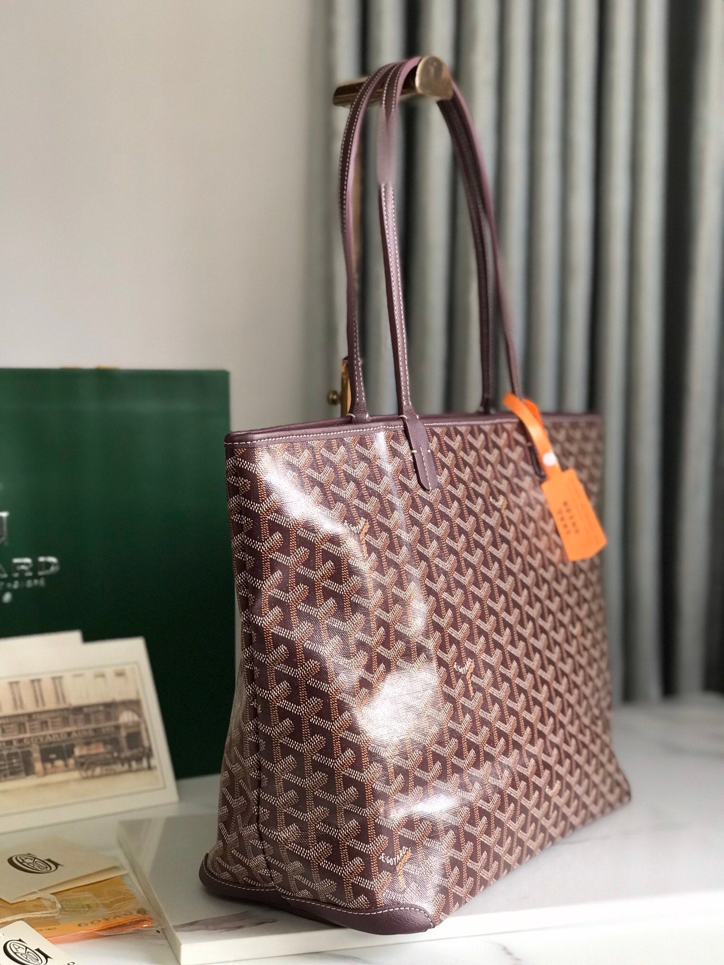 Goyard Artois PM Bag 35cm Burgundy Canvas & Calfskin