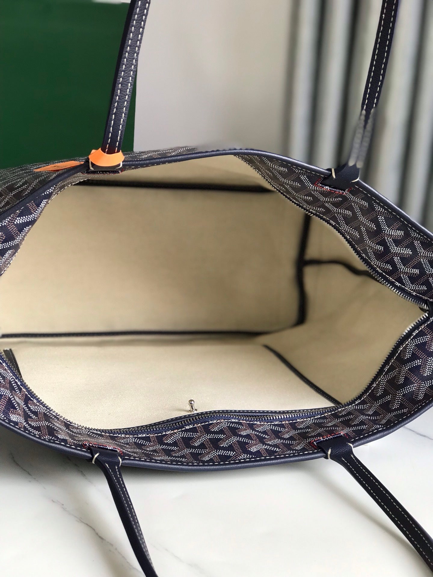 Goyard Artois PM Bag 35cm Navy Blue Canvas & Calfskin