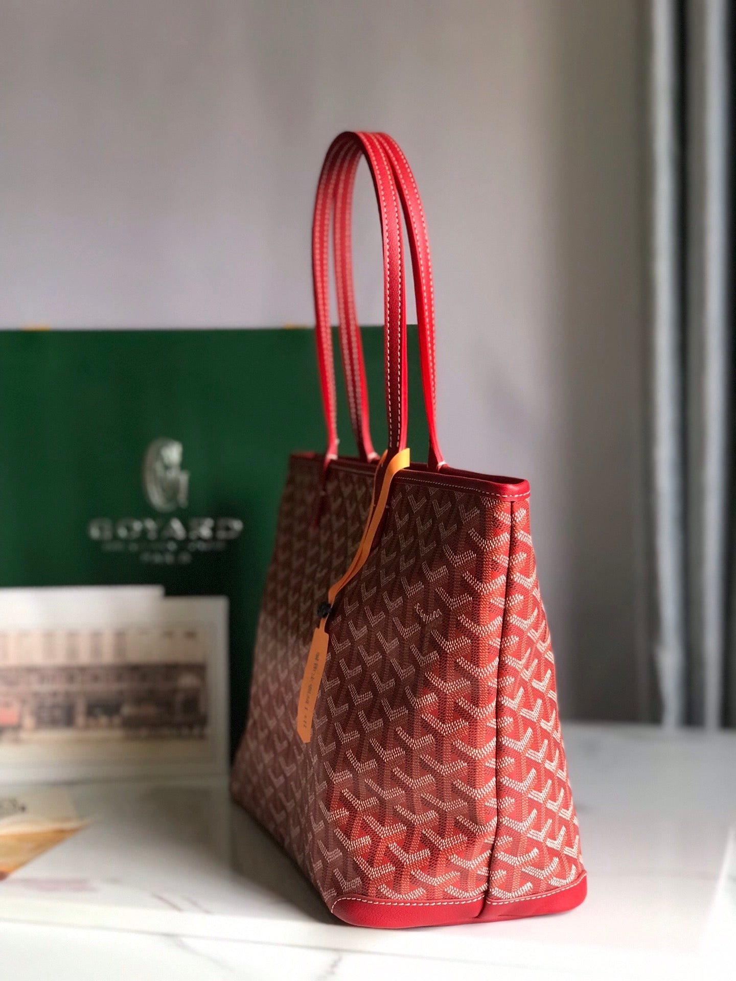 Goyard Artois Bag 30cm Red Canvas & Calfskin