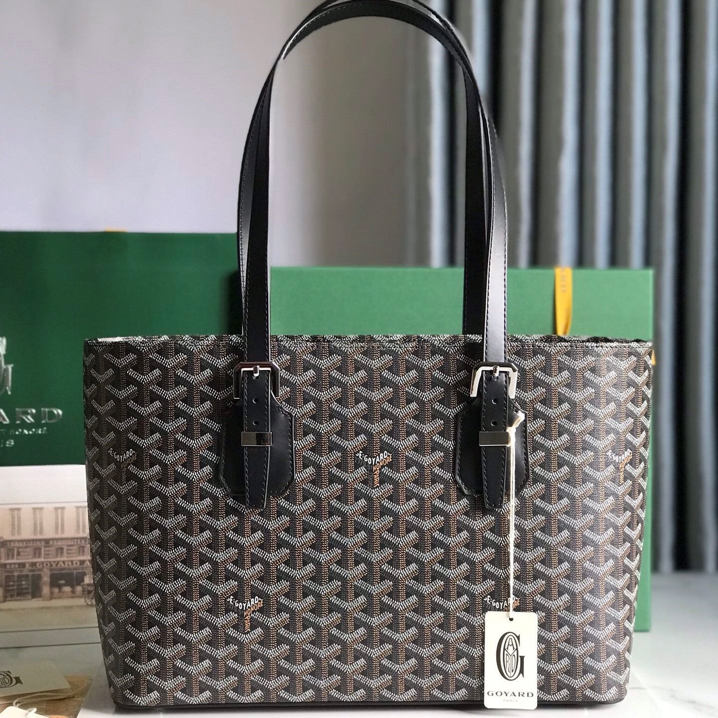 Goyard Okinawa PM Bag 35.5cm Black Canvas&Calfskin