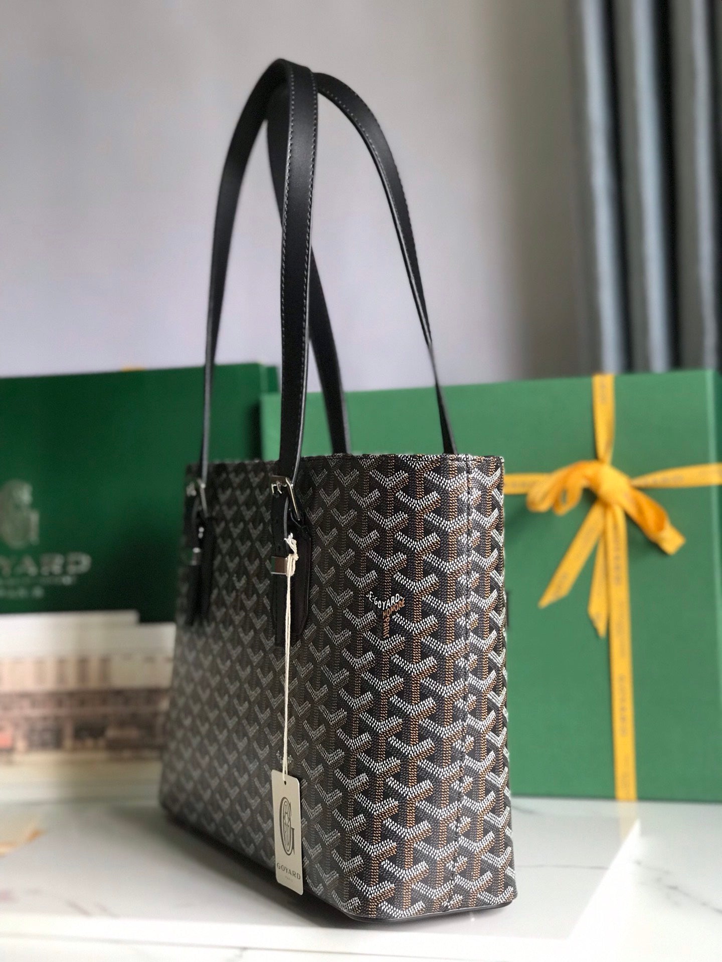 Goyard Okinawa PM Bag 35.5cm Black Canvas&Calfskin