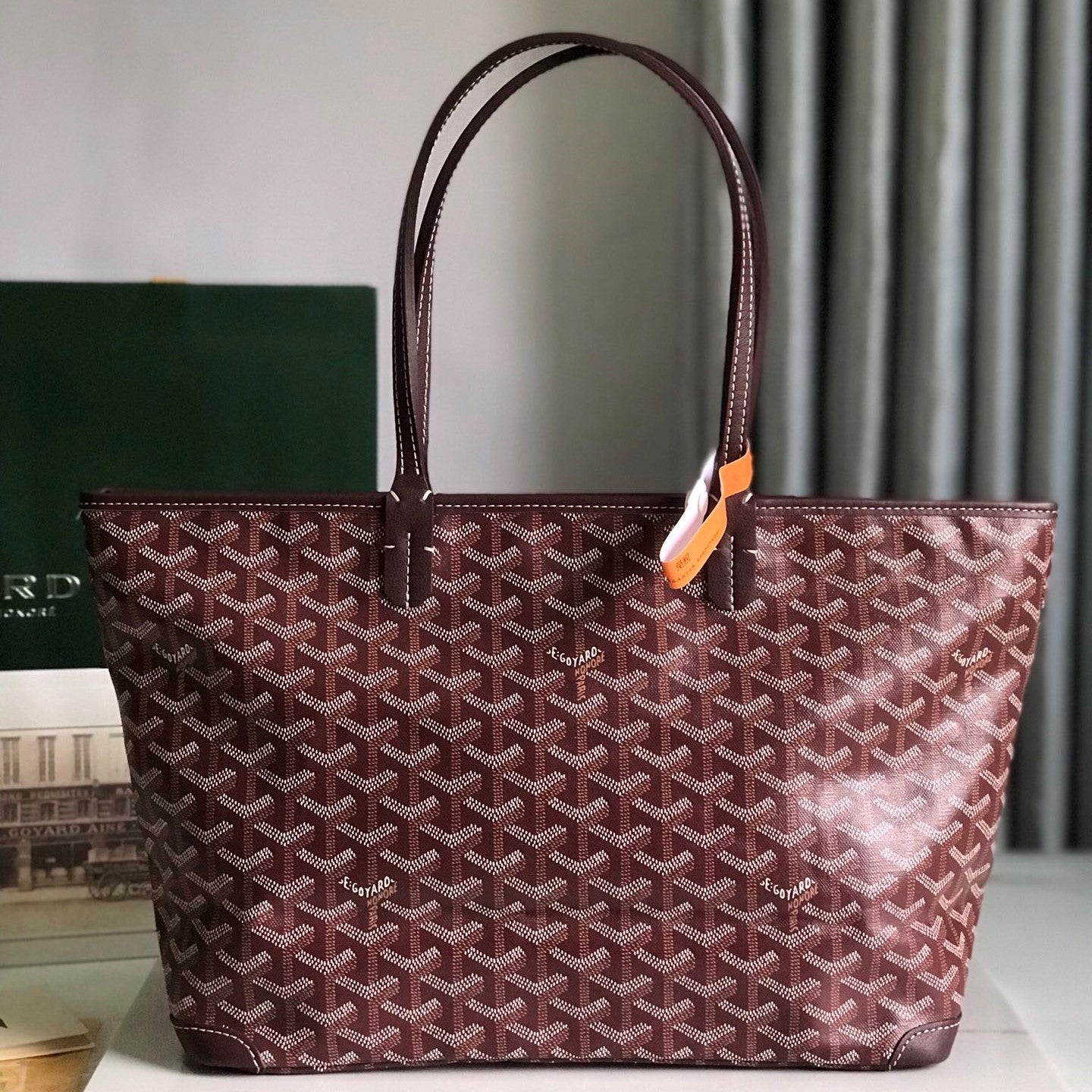 Goyard Artois Bag 30cm Burgundy Canvas & Calfskin