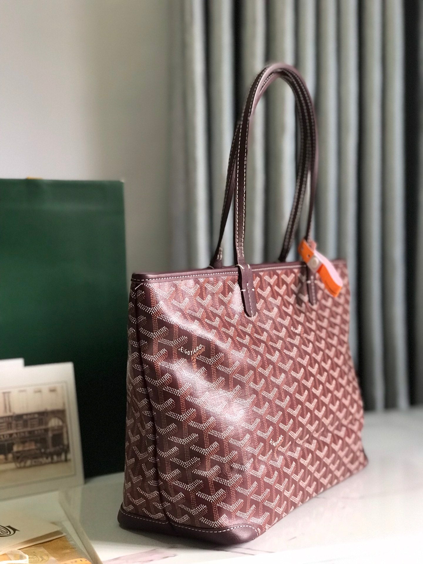 Goyard Artois Bag 30cm Burgundy Canvas & Calfskin