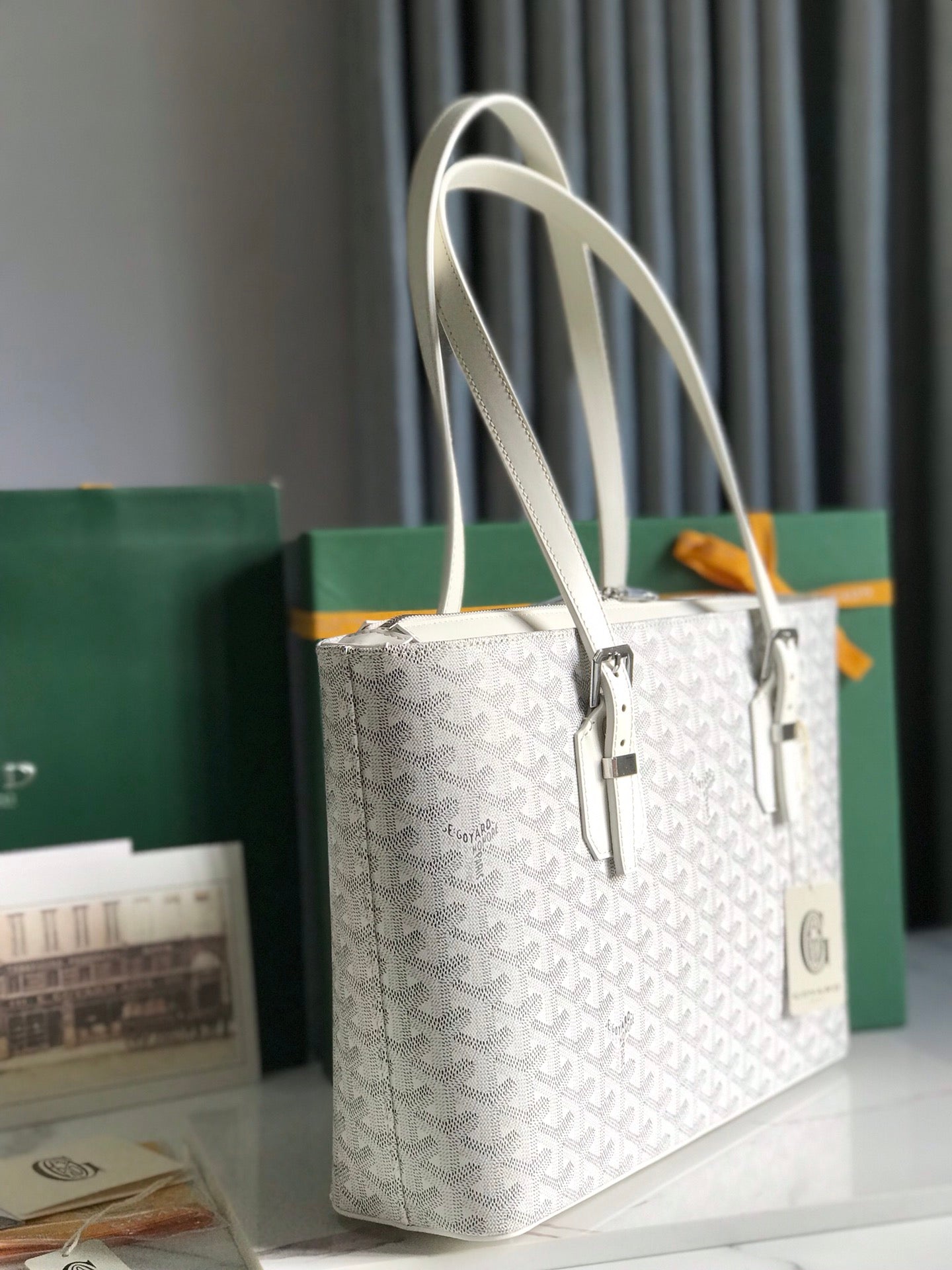 Goyard Okinawa PM Bag 35.5cm White Canvas&Calfskin