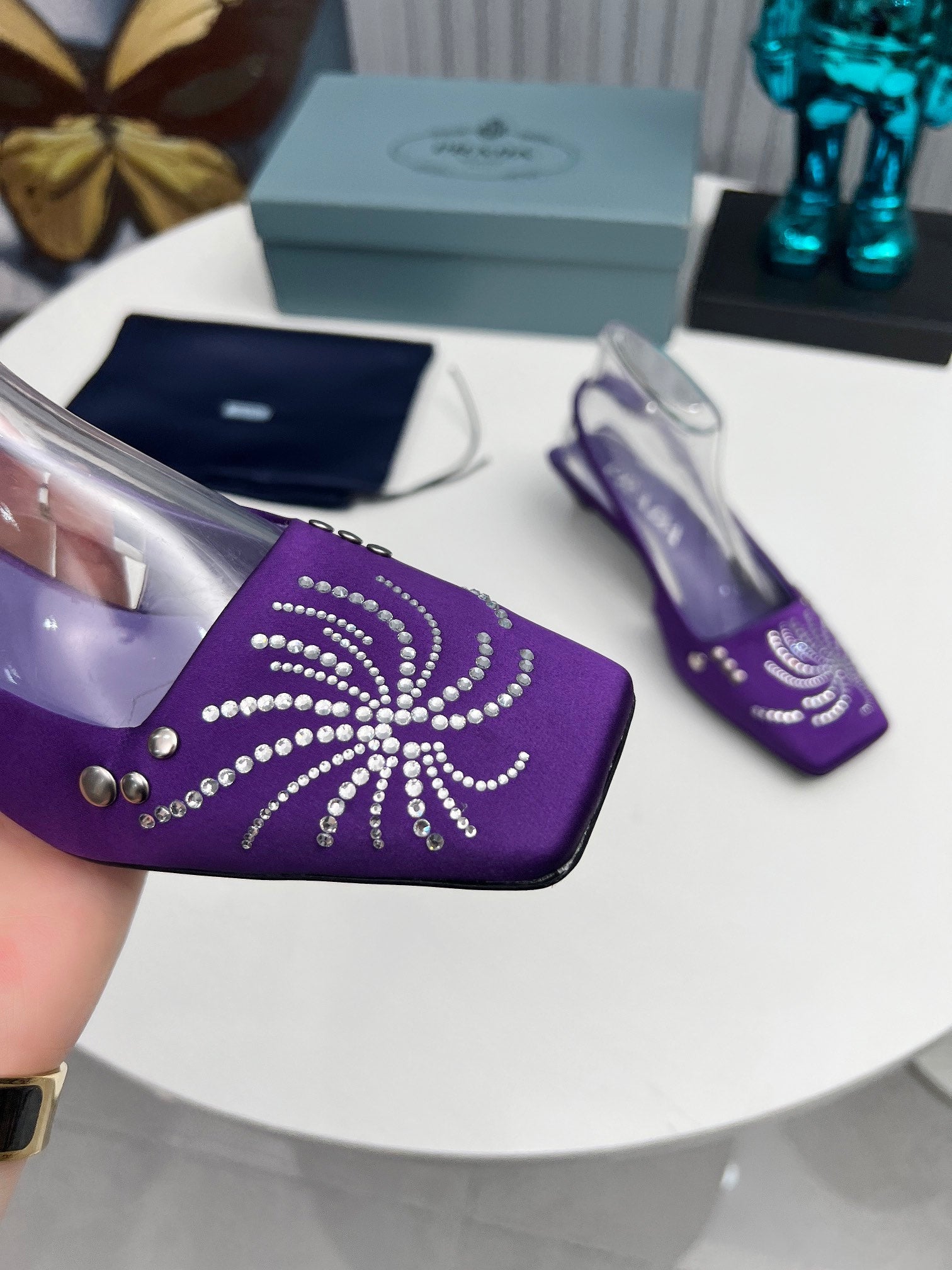 Prada 26SS Slingback 4cm Purple Satin 680976