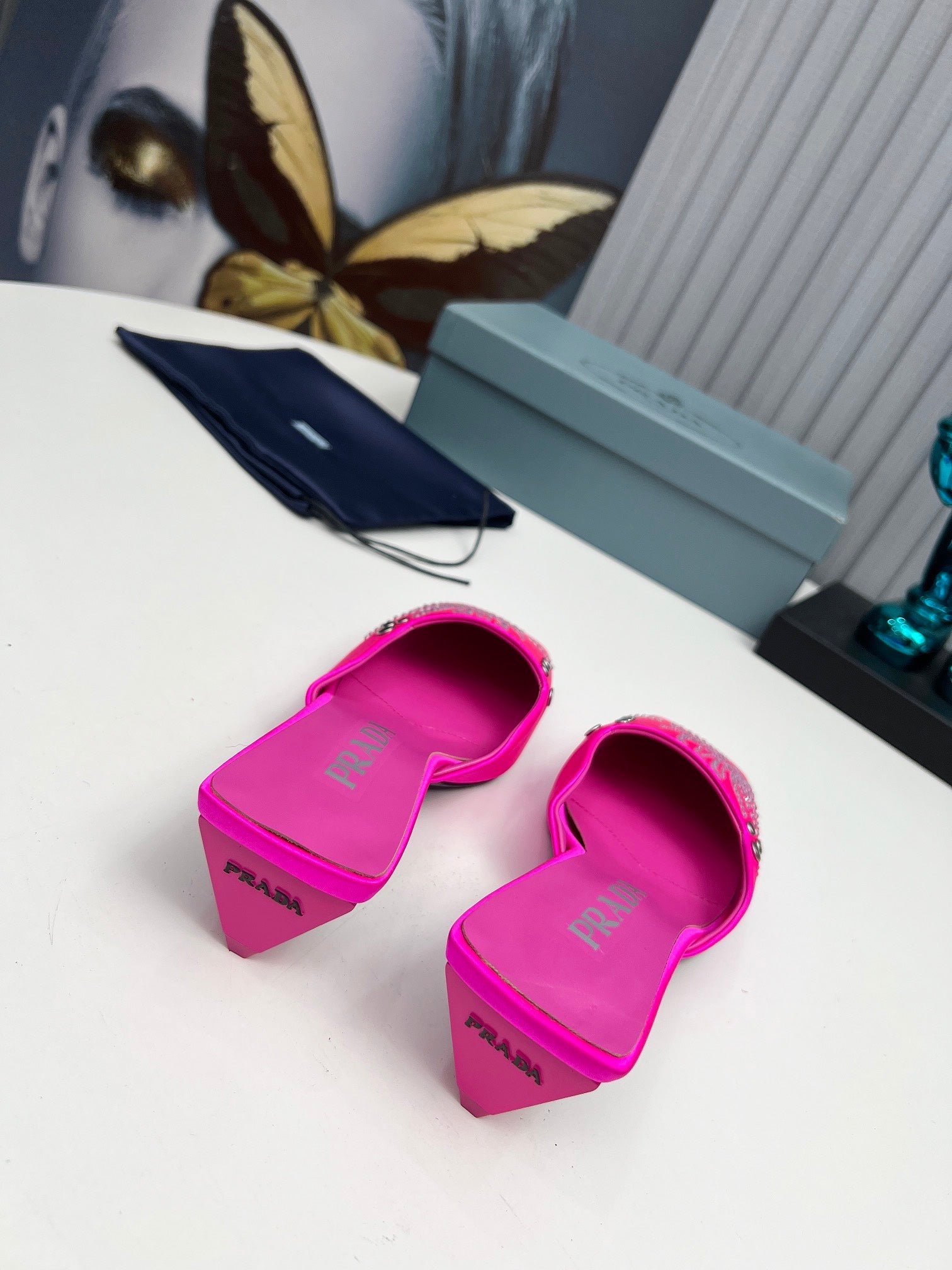 Prada 26SS Sandal 4cm Hot Pink Satin 680966