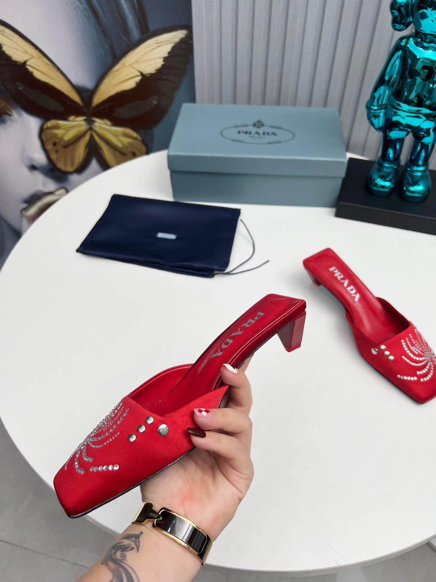 Prada 26SS Sandal 4cm Red Satin 680970