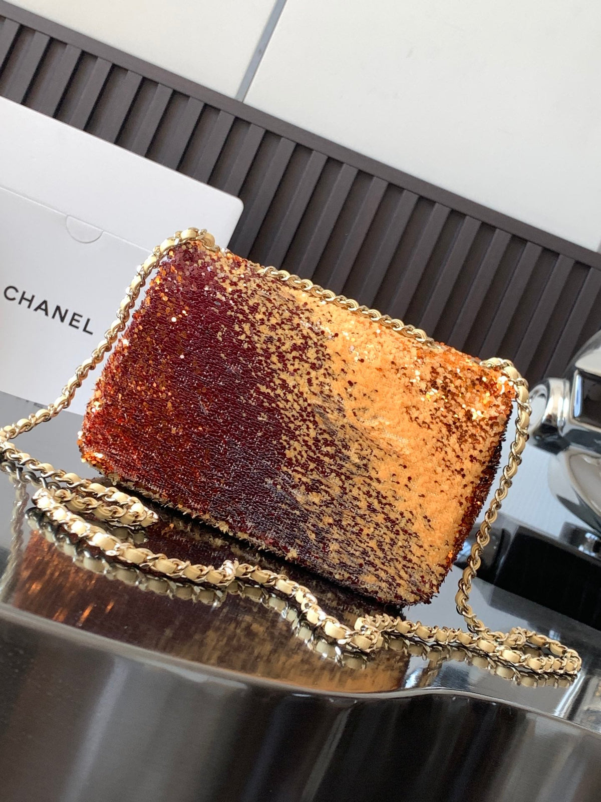 CC 26s Flap Bag Autumn Gold Sequins 996773 GHW