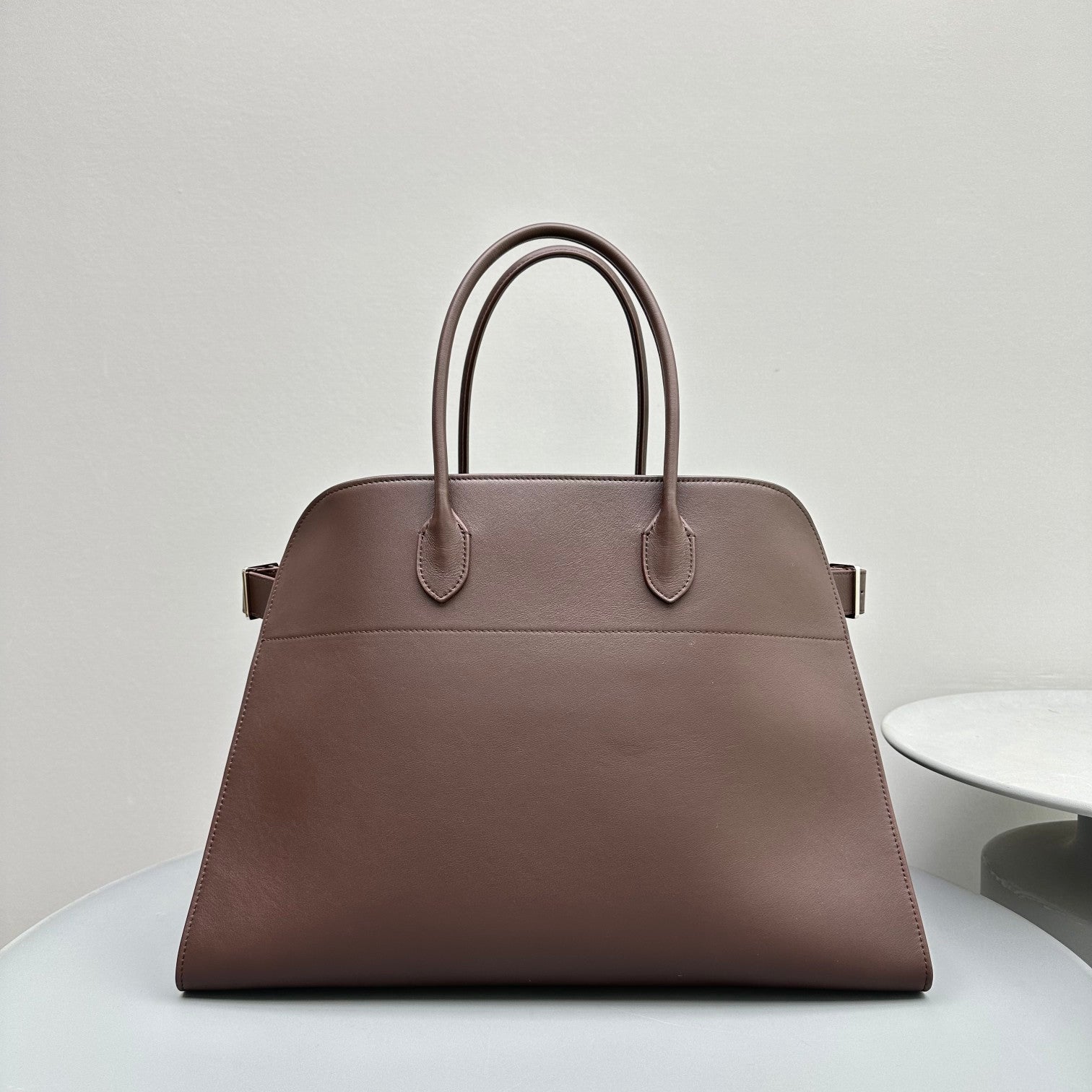 The Row Margaux 17 Chocolate Leather