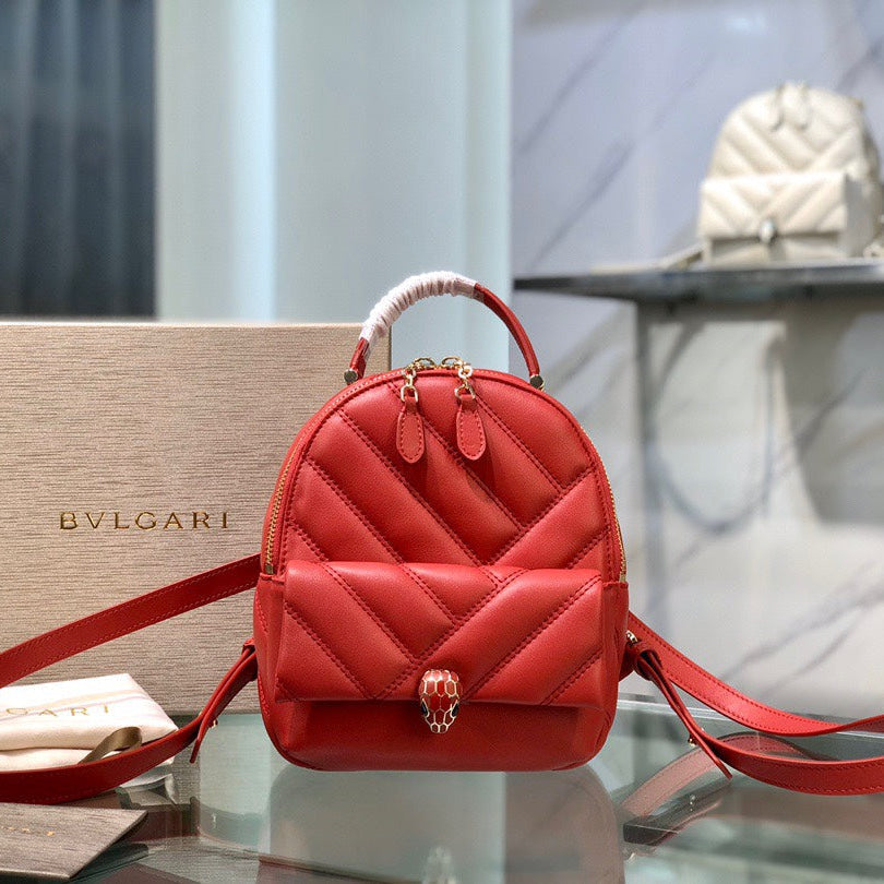 BVL Cabochon Backpack 22cm Red Cafskin GHW 188664