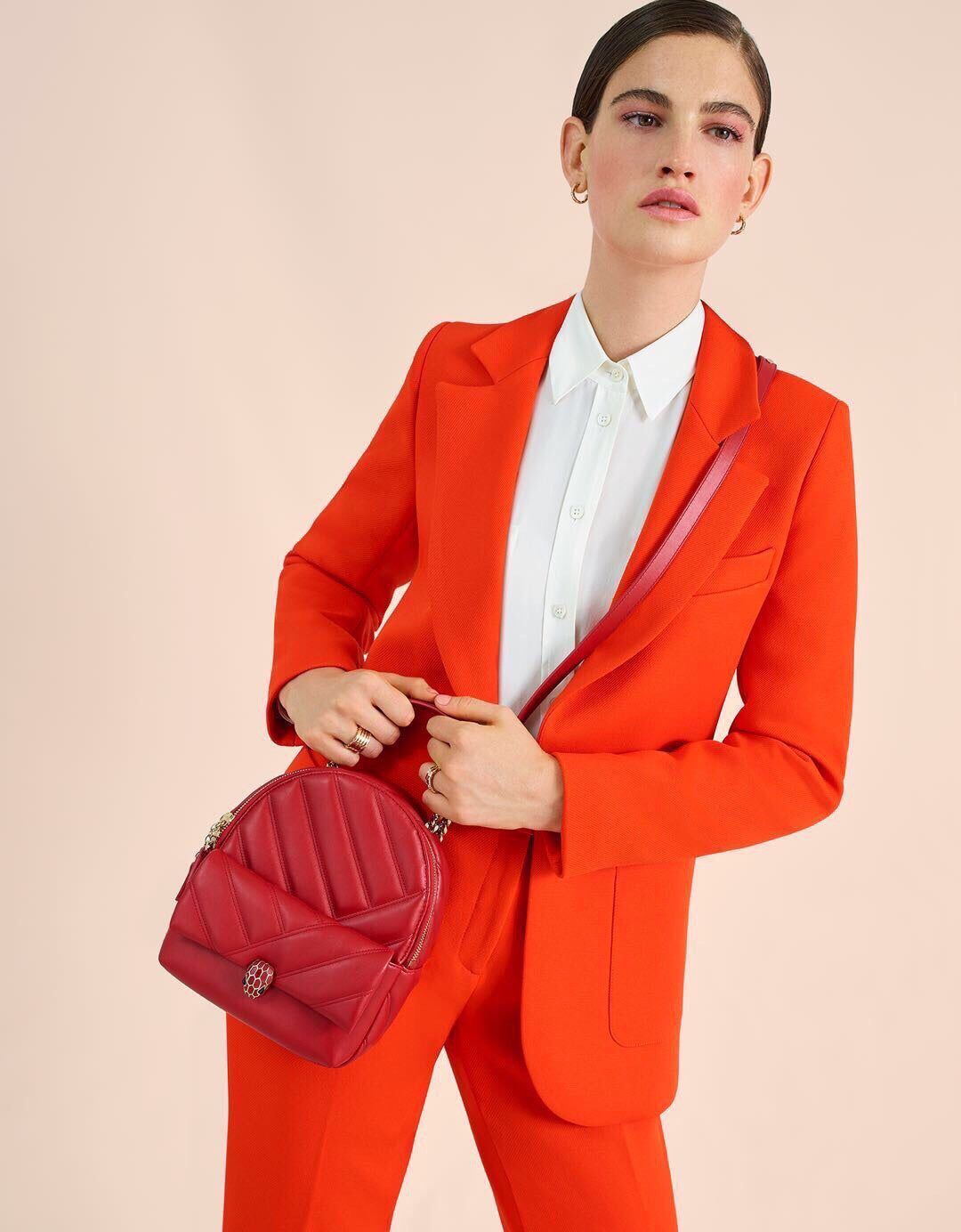 BVL Cabochon Backpack 22cm Red Cafskin GHW 188664