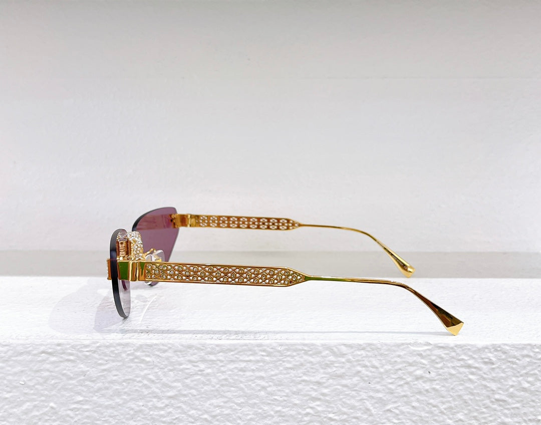 FIRST CRYSTAL RIMLESS TRIANGLE FRAME SUNGLASSES FD4127US IN METAL