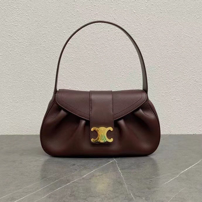 Celine Polly Bag 33cm Burgundy Calfskin GHW