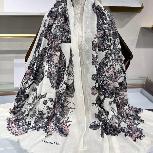 Dior 2026 Le Bal des Fleurs Scarf 70cm Purple Silk 186956 (Copy)