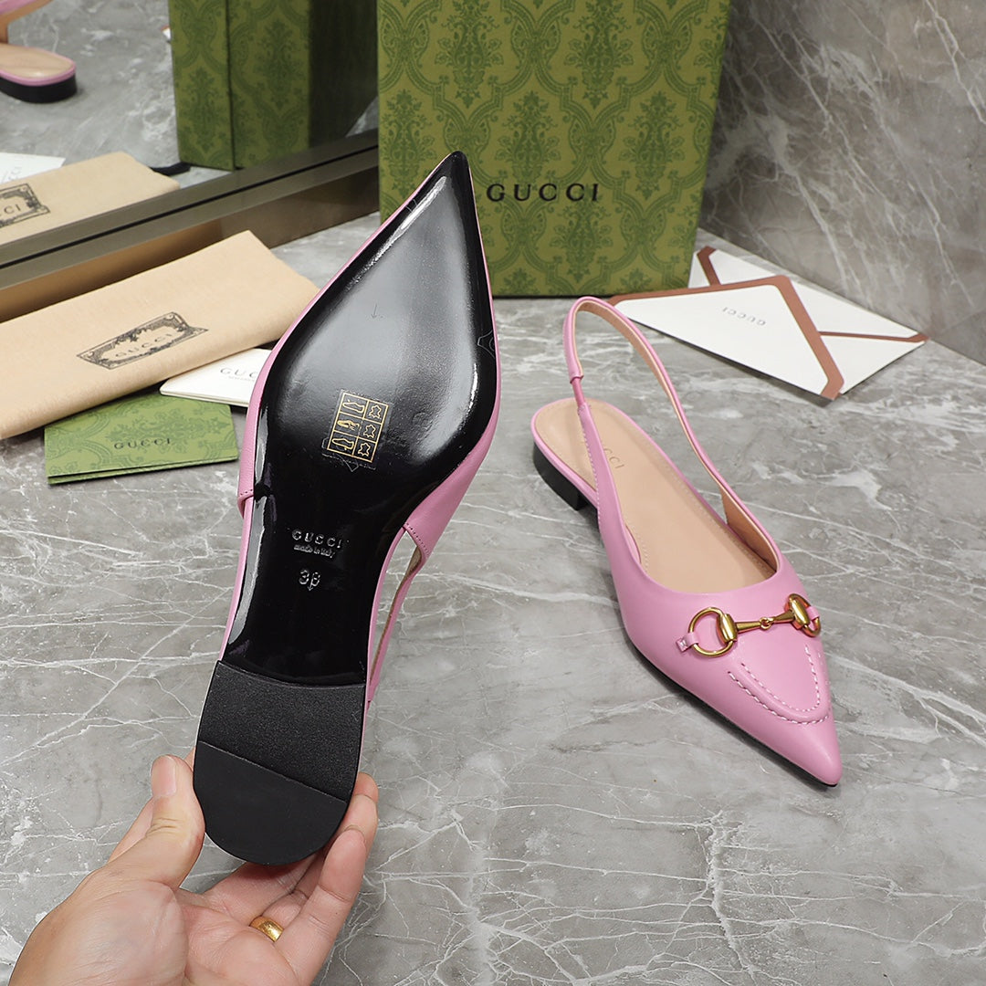 GG Slingback Flat Sandals pink