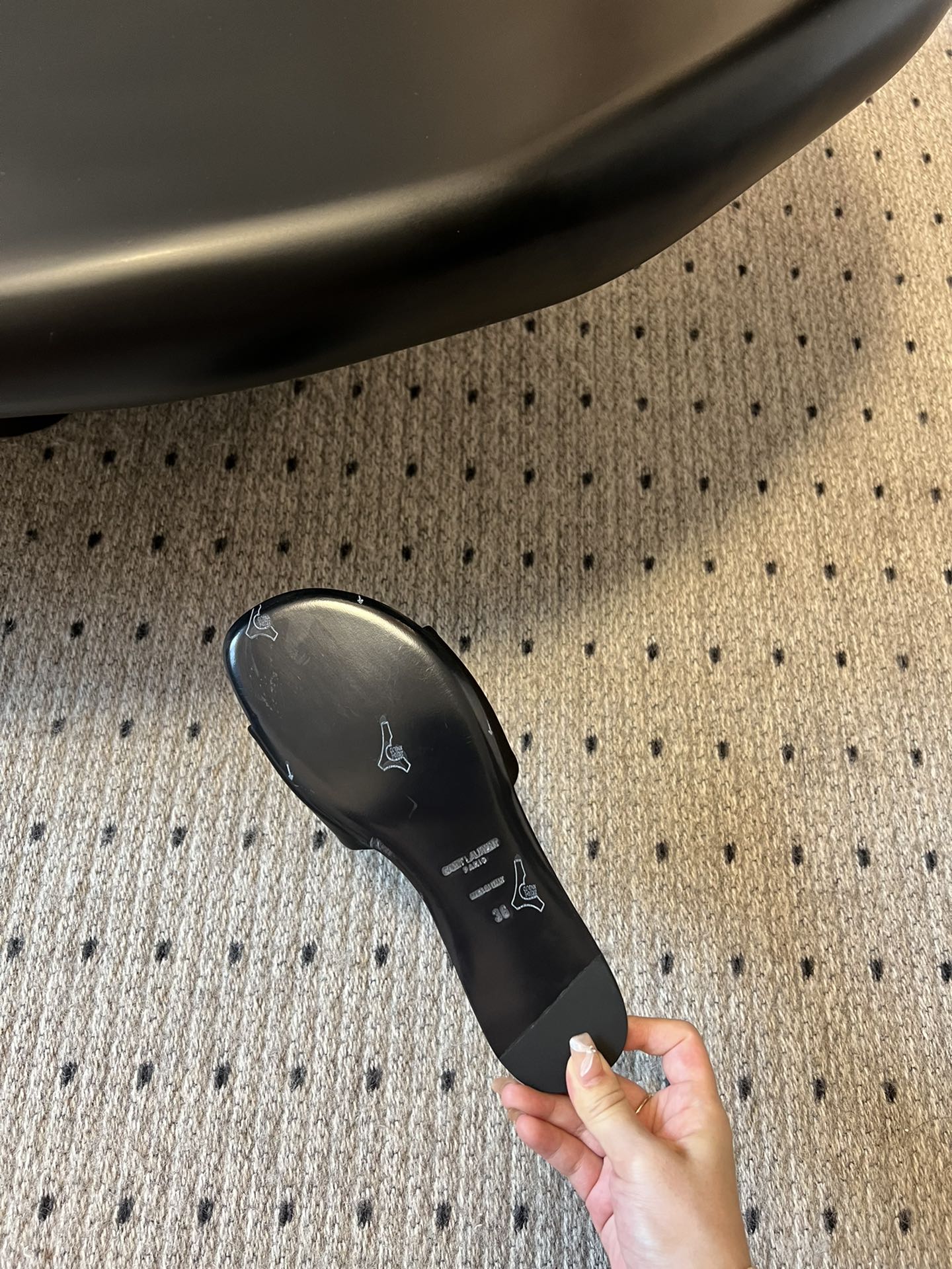 YSL Carlyle Slippers Black Satin