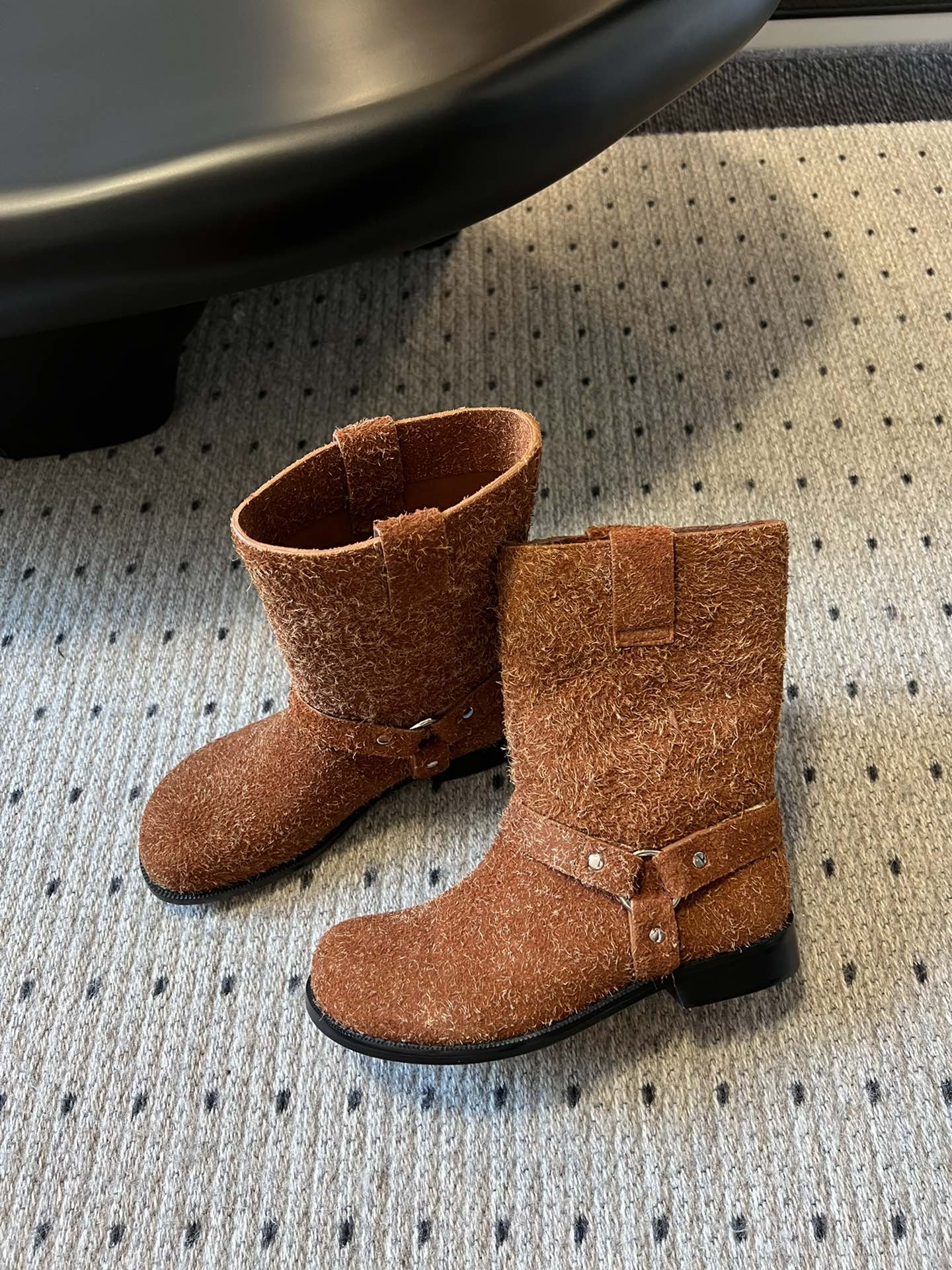 Loewe knight boots caramel brown suede cowhide 478448